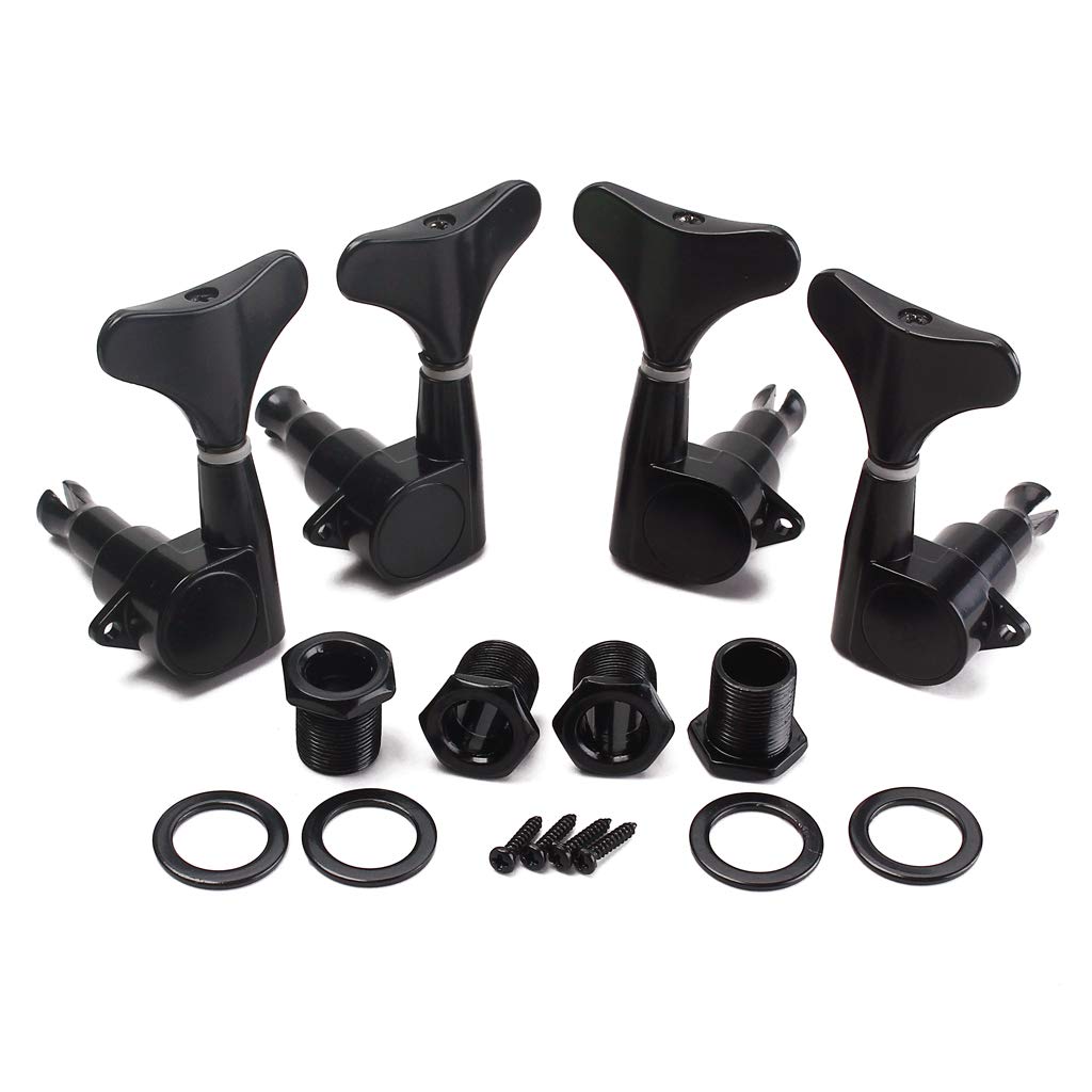 Premium 4PCS Black Sealed 1:19 Bass Guitar Tuning Pegs - 2L + 2R Handed Tuners for 4-String Bass Guitars | Perfect for Professional Musicians & Home Practice Sessions