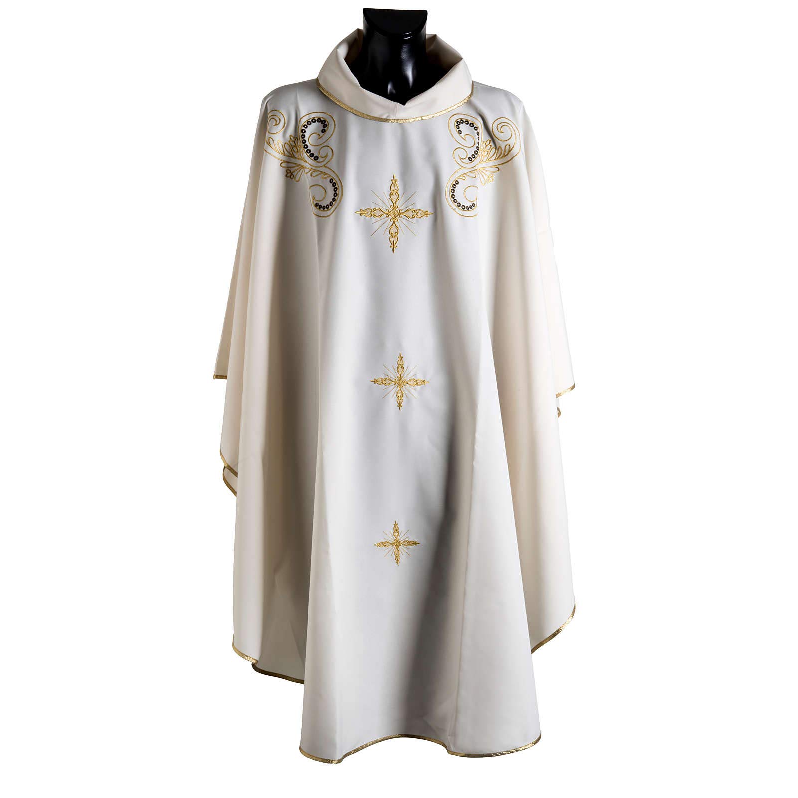 Holyart Red Chasuble with Golden Cross Embroidery - Premium Catholic Vestment for Priests, Mass & Church Ceremonies