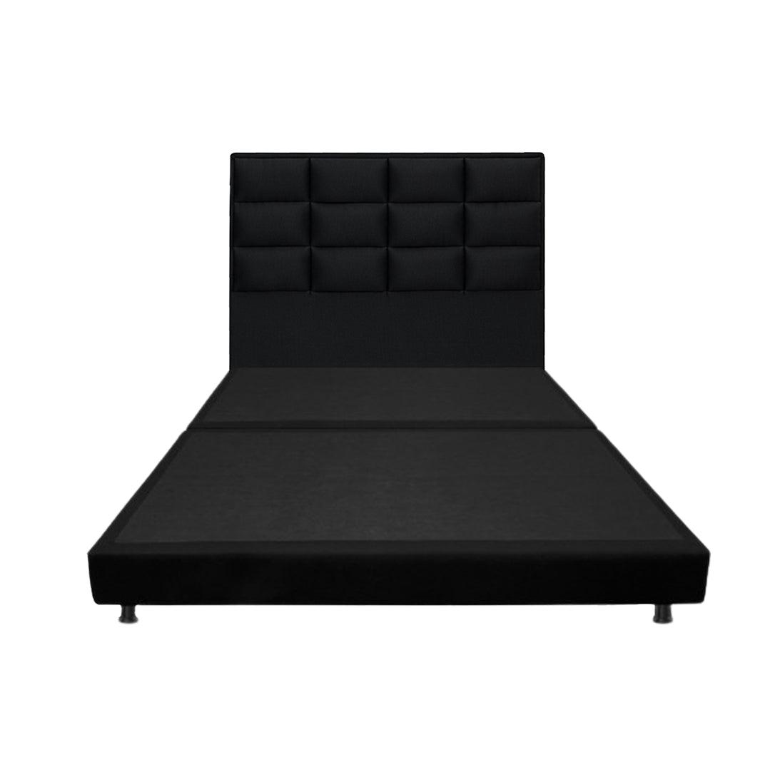 Split Bed Base and London Black Headboard Combo 160x190cm with Legs - Modern Bed Frame for Small Spaces, Guest Rooms & Apartments