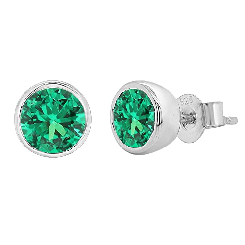 White Gold Over - Simulated Green Emerald