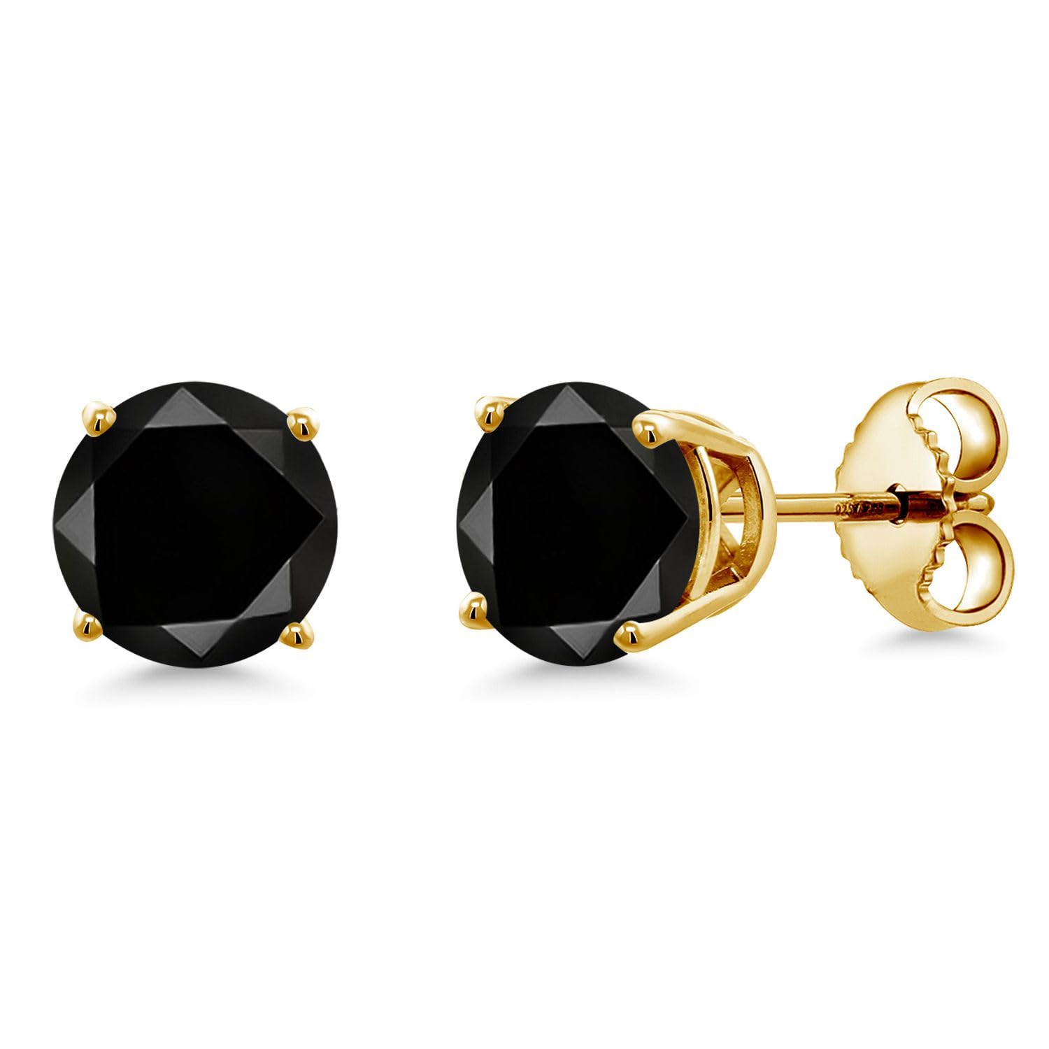 Gem Stone King 18K Yellow Gold Plated Silver 6MM Round Gemstone Birthstone Stud Earrings for Women & Men | Personalized Zodiac Jewelry Gift for Birthday, Anniversary & Special Occasions