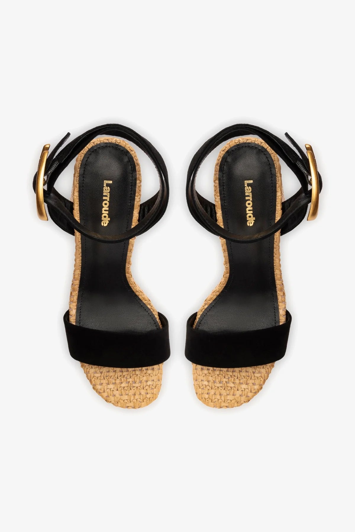 Dolly Verona Sandal - Black Suede & Natural Raffia Women's Comfortable Summer Sandals for Beach, Vacation and Casual Outings