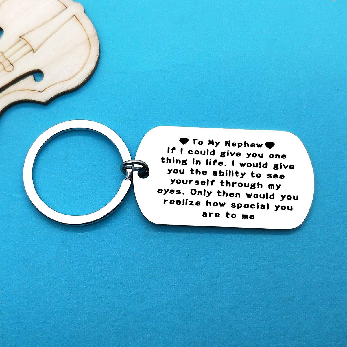 Personalized Nephew Keychain - Thoughtful Christmas, Birthday, Graduation & Wedding Gift for Nephew - Inspirational Present from Aunt & Uncle - Perfect for Father's Day, Special Occasions & Daily Carry