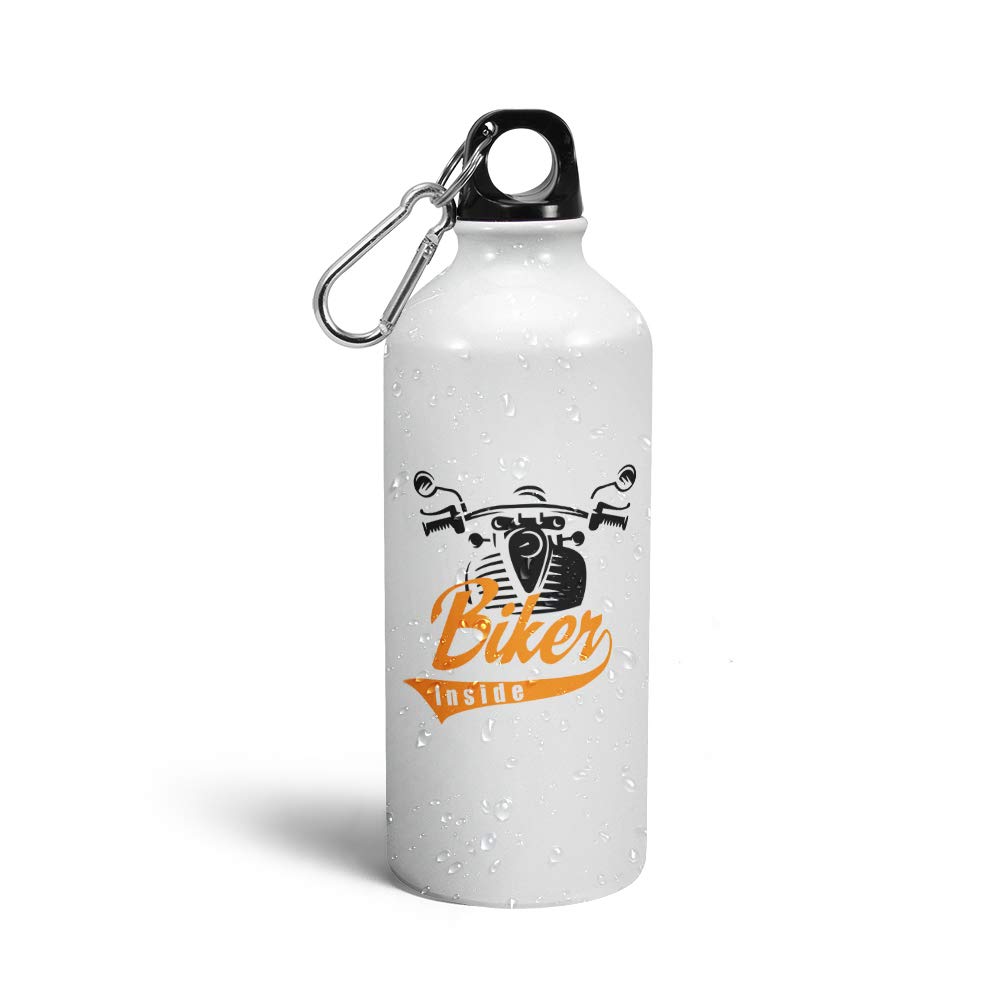 Prink Biker Printed Aluminum Water Bottle for Men - 600ml Insulated Cycling Bottle for Motorcycle Riders, Sports & Gym - Durable Leak-Proof Bottle for Outdoor Activities, Commuting & Workouts