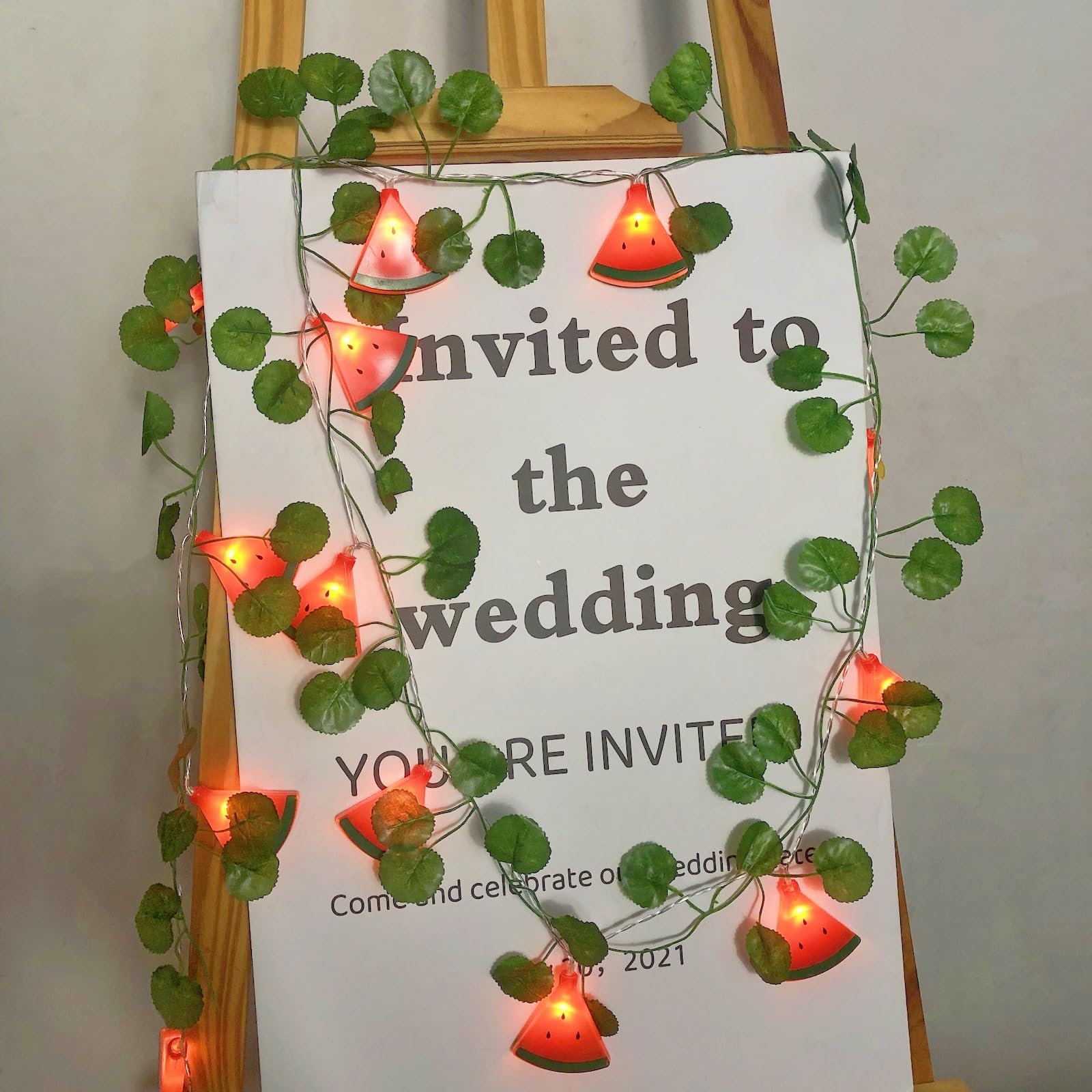 20 LED Watermelon String Lights Battery Powered - 19.7ft Fairy Lights for Wedding, Home, Birthday, Christmas Decorations (40 LED, Watermelon with Leaf) - Perfect for Indoor Outdoor Parties, Garden, Patio & Bedroom Decor