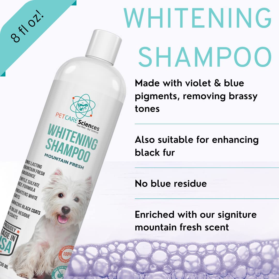 8 fl oz Whitening Dog Shampoo for White Coats - Brightening Puppy Shampoo with Natural Ingredients - Made in USA | Perfect for Show Dogs & Daily Grooming