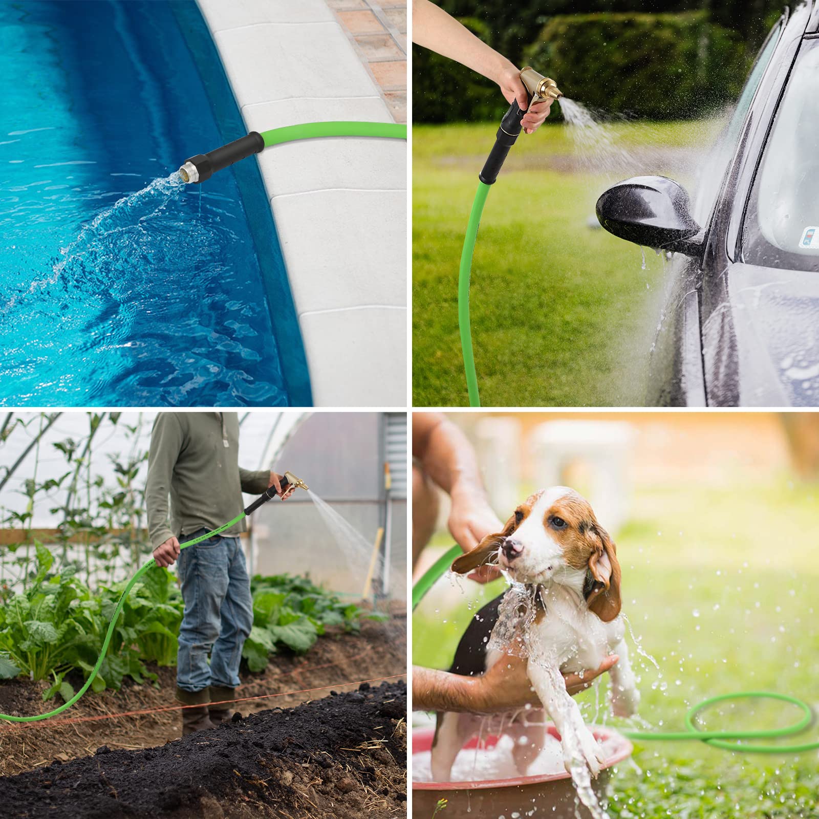 DEWENWILS 100 ft x 5/8 Inch Heavy Duty Garden Hose with Swivel Handle - Lightweight, Flexible Water Hose for Plants, Cars, Yard - 3/4 Inch Solid Fittings, Drinking Water Safe - Perfect for Gardening, Car Washing & Outdoor Cleaning