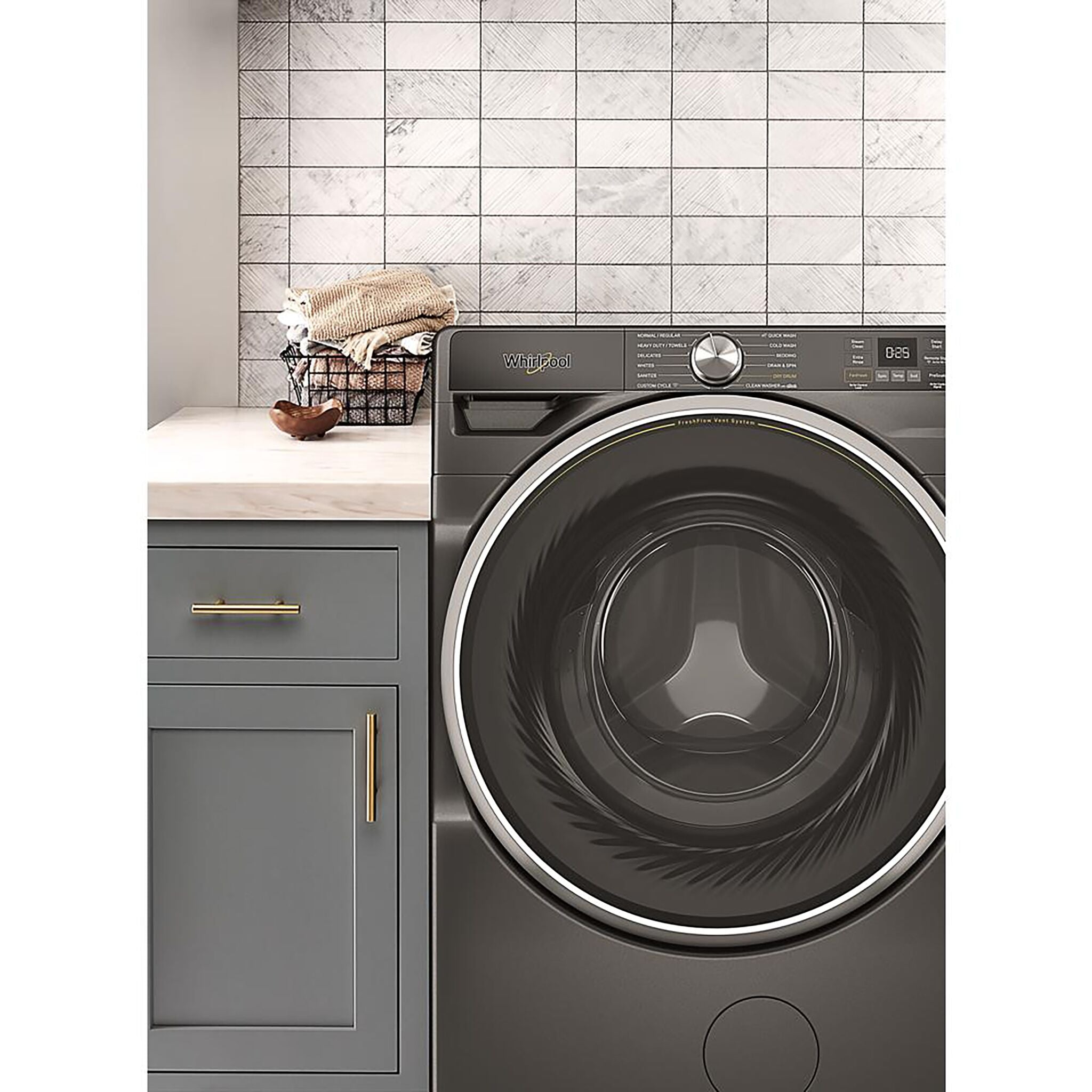 Whirlpool WFW5720RU 5.2 Cu.Ft. Front Load Washer with FreshFlow™ Vent System - Black Volcano - Energy Efficient, Large Capacity Laundry Machine for Home & Apartment Use