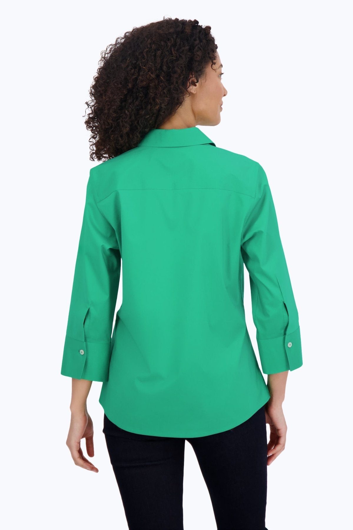 Mary No Iron Stretch 3/4 Sleeve Shirt - Wrinkle-Free Comfort Blouse for Women - Perfect for Office, Travel & Casual Wear