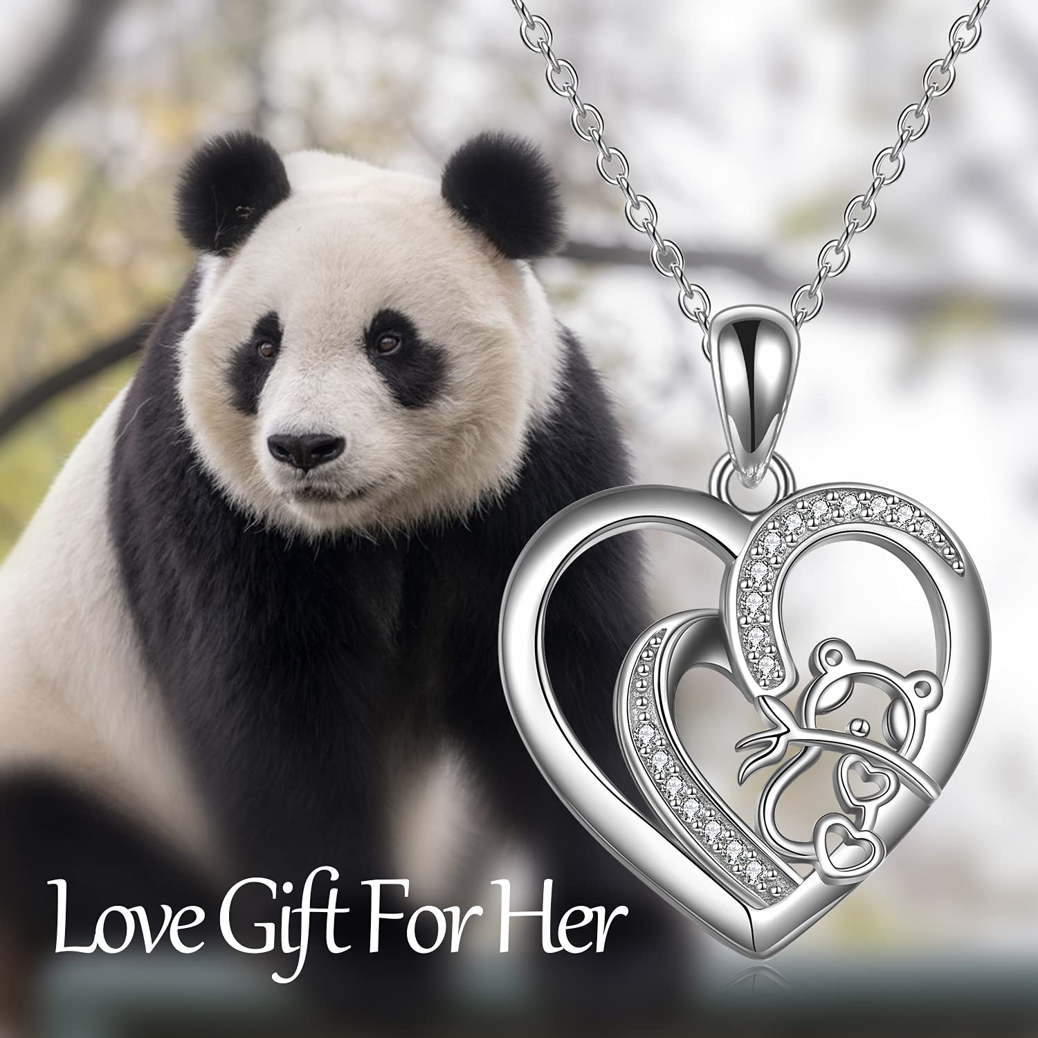 POPLYKE Sterling Silver Panda Necklace - 925 Silver Panda Pendant Jewelry for Women, Cute Animal Jewelry Gift for Her - Perfect for Birthdays, Anniversaries & Everyday Wear