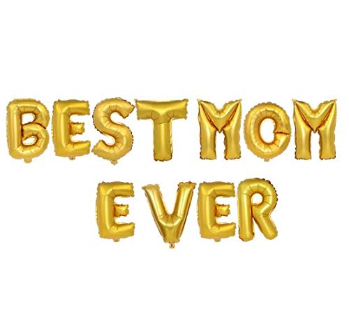 16 Inch Best Mom Ever Gold Balloons for Mother's Day, Birthday Party Decorations - Perfect for Home Celebrations, Surprise Parties & Photo Backdrops