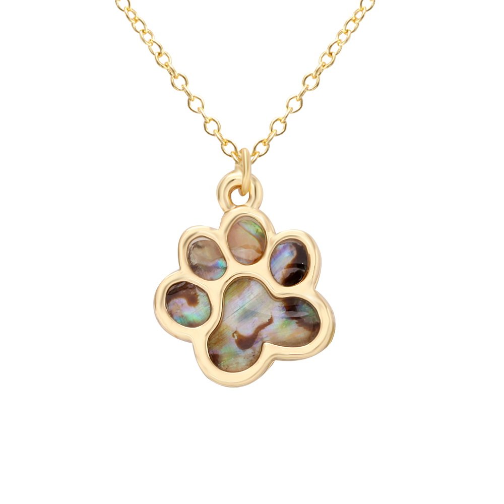 Abalone Paua Shell Paw Charm Pendant Necklace - Couple Matching Jewelry & Unique Souvenir Gift for Beach Lovers, Anniversary & Travel Memories