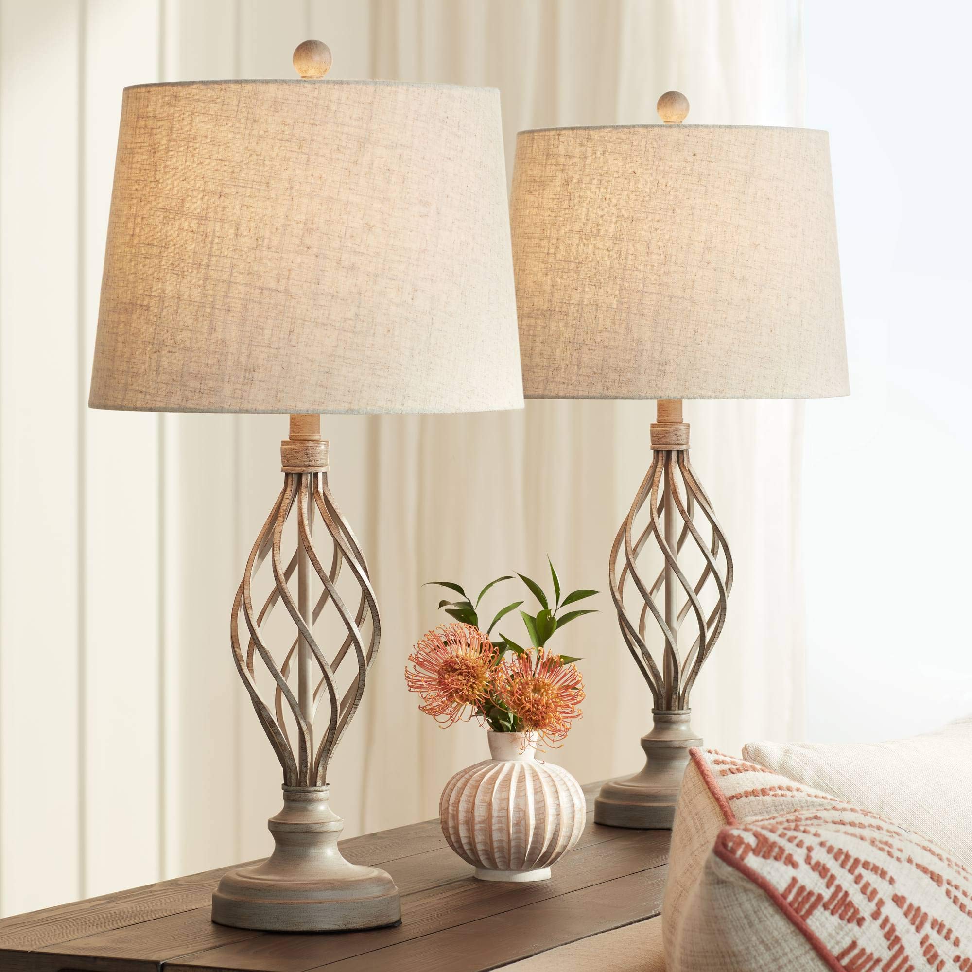 Franklin Iron Works Annie Modern Industrial Table Lamps - Set of 2, 28