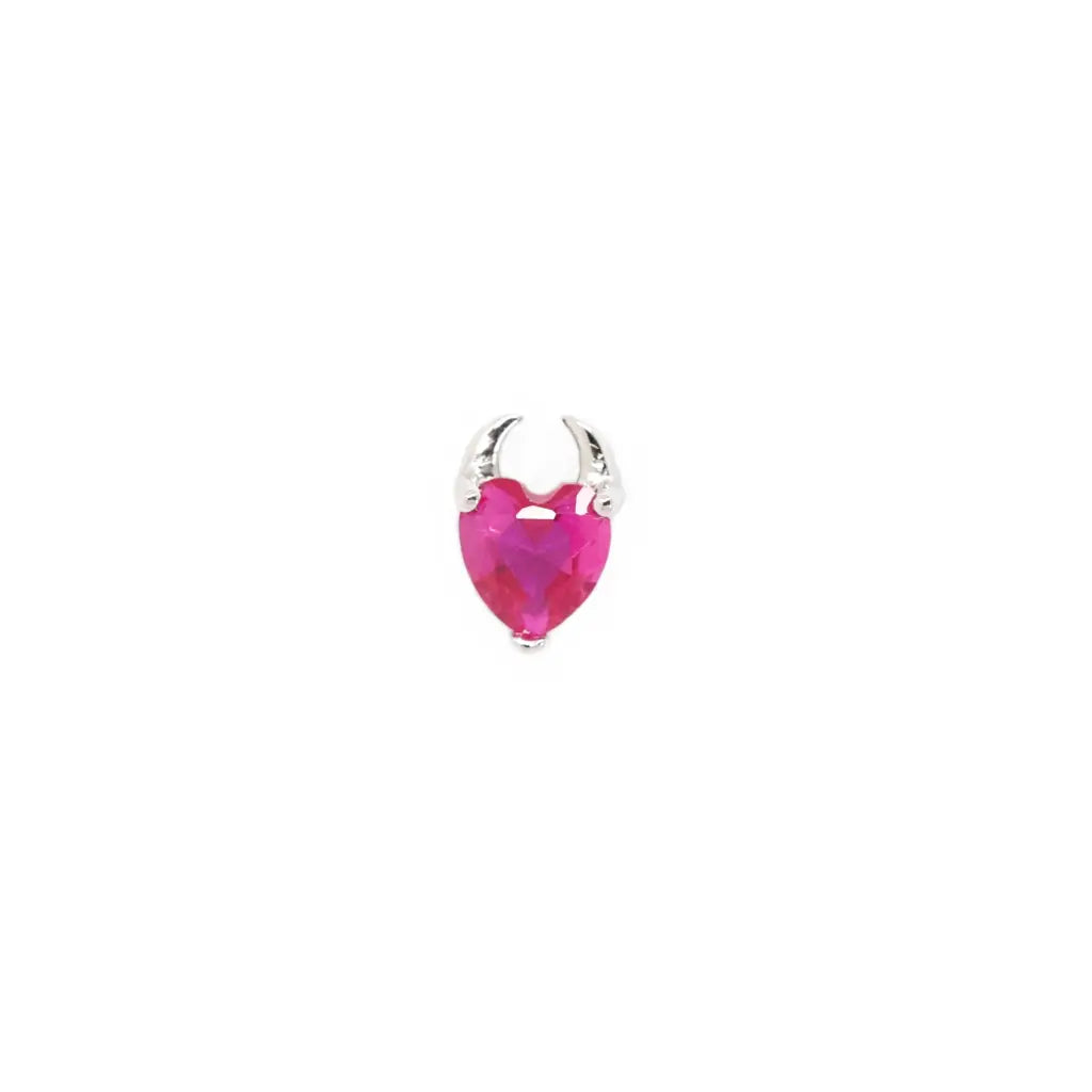 14KT Solid Gold Devil Heart Threaded Labret Stud Earrings for Women - Gothic Jewelry for Pierced Ears - Perfect for Punk, Rock, and Alternative Fashion Styles