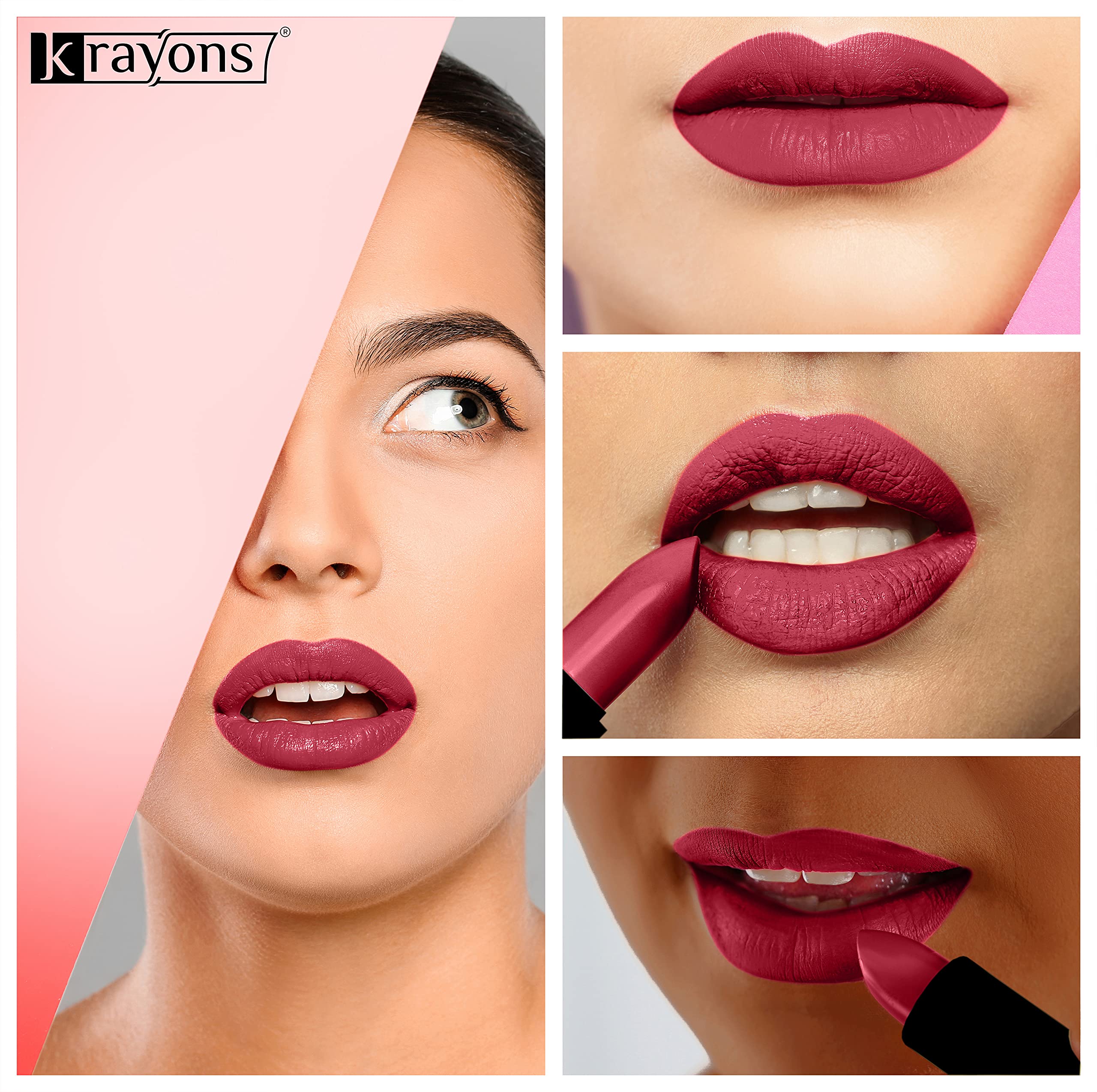 Krayons Matte Lipstick Set - Waterproof, Long-Lasting, Non-Drying (Shocking Pink, Chocolate Mocha, Orange Tango) - 3.5g Each, Pack of 3 | Perfect for Daily Wear, Parties & Special Occasions