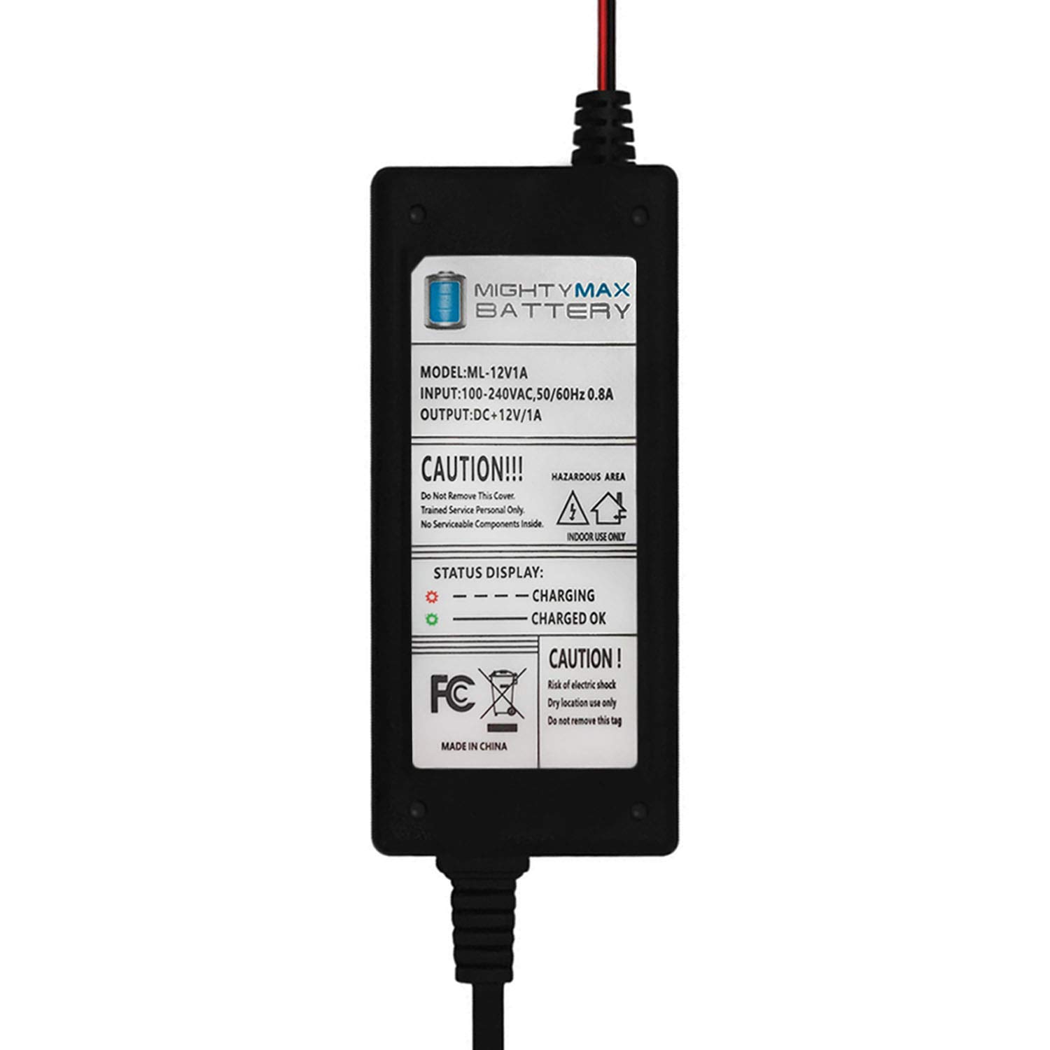 Mighty Max 12V 1Amp SLA Battery Charger & Maintainer - Compatible with Interstate PC1250 - Perfect for Motorcycles, ATVs, and Power Sports Vehicles
