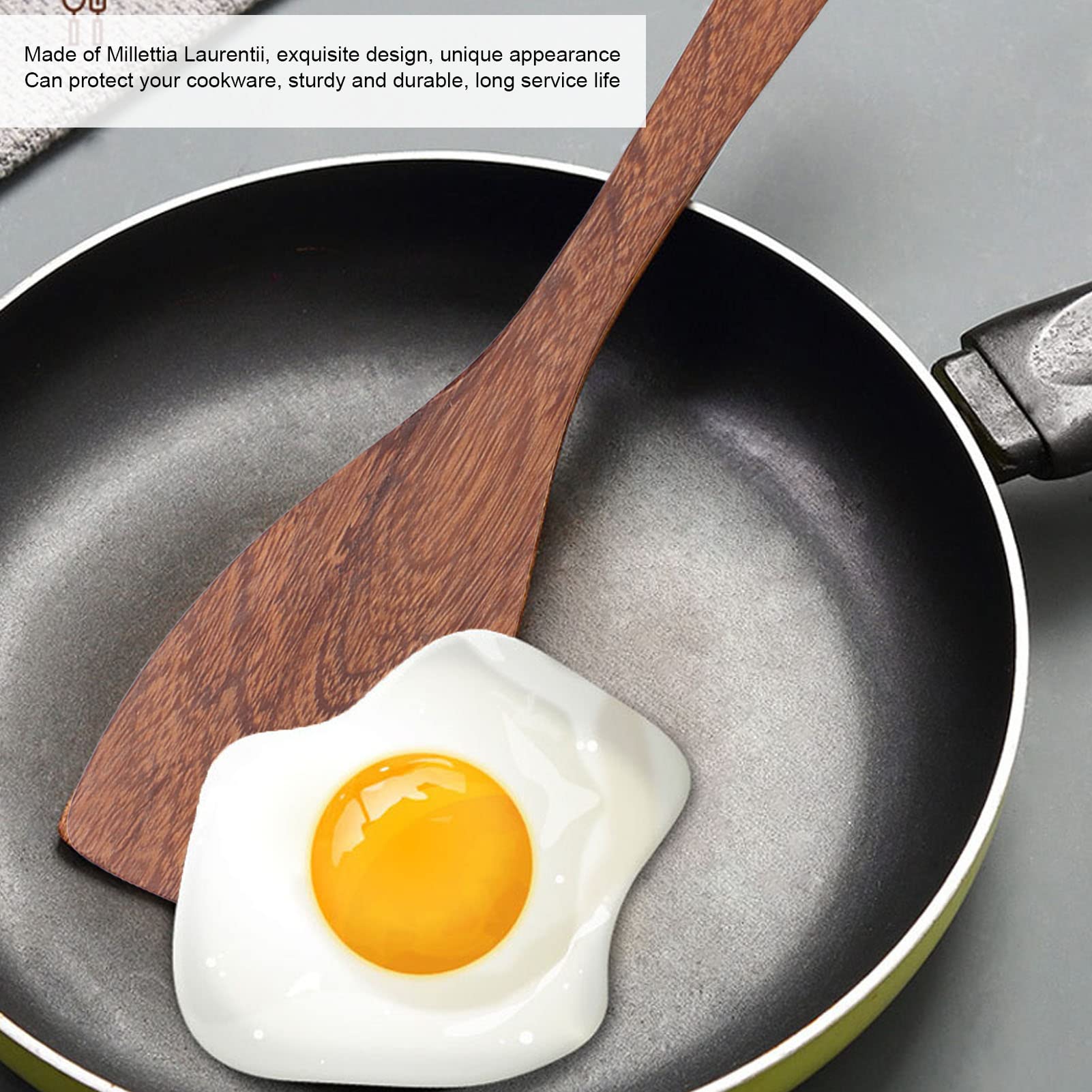 **Premium Wooden Spatula with Long Handle - Round Hole Frying Spatula for Non-Stick Pans - Wall Mountable Kitchen Utensil for Cooking, Baking & Grilling**    *(Ideal for Flipping Pancakes, Stirring Sauces & Serving Dishes - Perfect for Home Chefs & Professional Kitchens)*