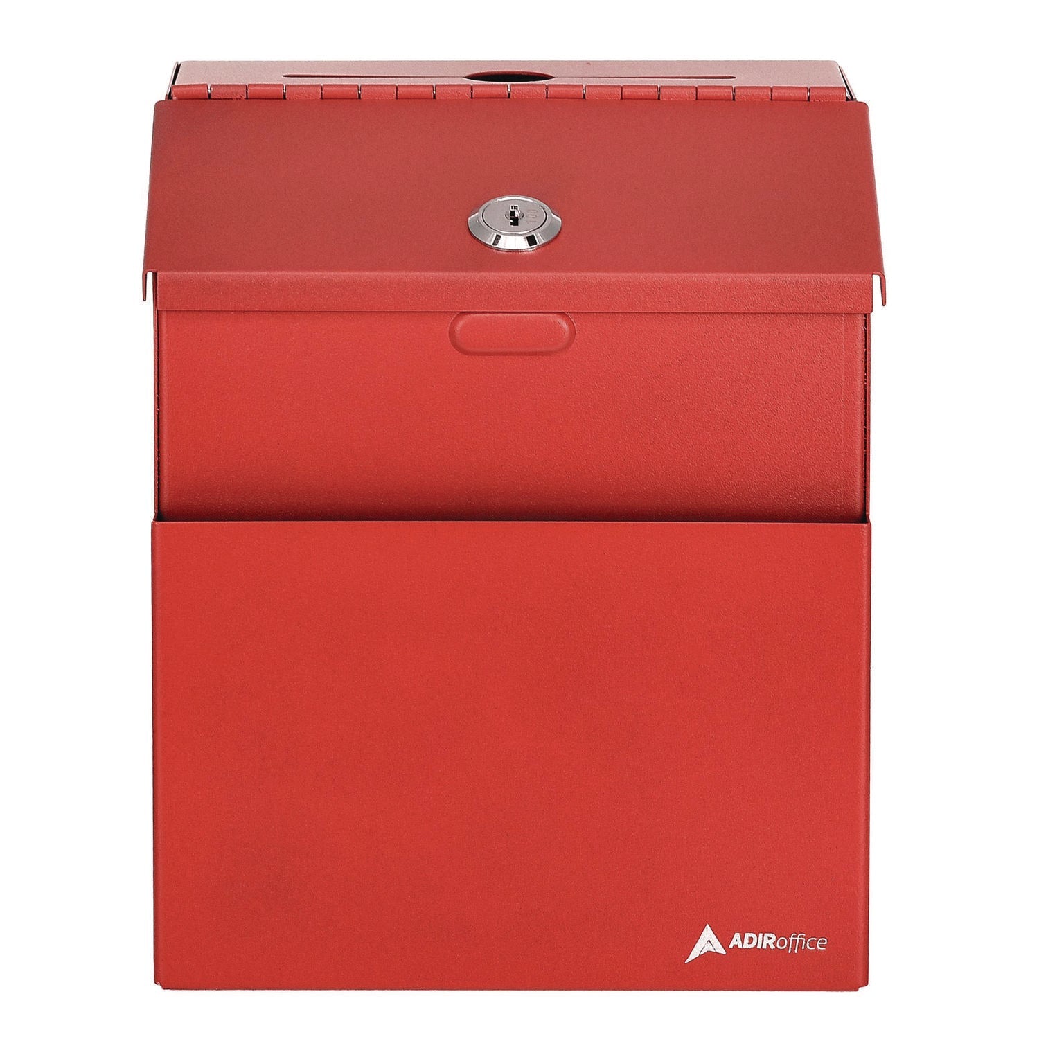 AdirOffice Wall Mountable Steel Suggestion Secure Drop Box with Key - 7 x 6 x 8.5 Inches, Stainless Steel 304, Red - Perfect for Offices, Schools, and Public Spaces for Secure Document Collection