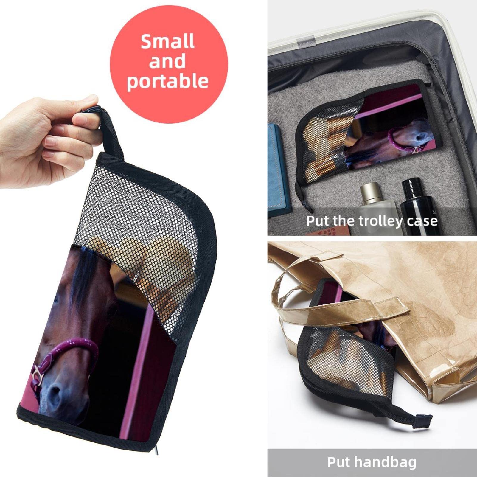 12-Piece Makeup Brush Organizer Bag with Portable Case - Farm Portrait Horse Design - Perfect for Travel, Home Storage & Professional Makeup Artists