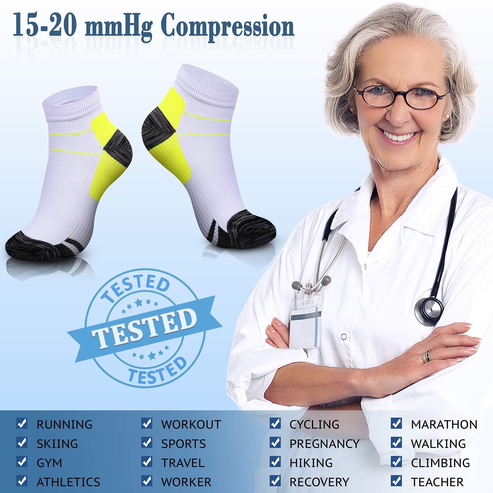 CHARMKING 15-20 mmHg Compression Socks for Women & Men - Best for Running, Cycling, Nursing & Daily Wear - Improve Circulation & Reduce Fatigue (Perfect for Athletes, Travel & Long Work Shifts)