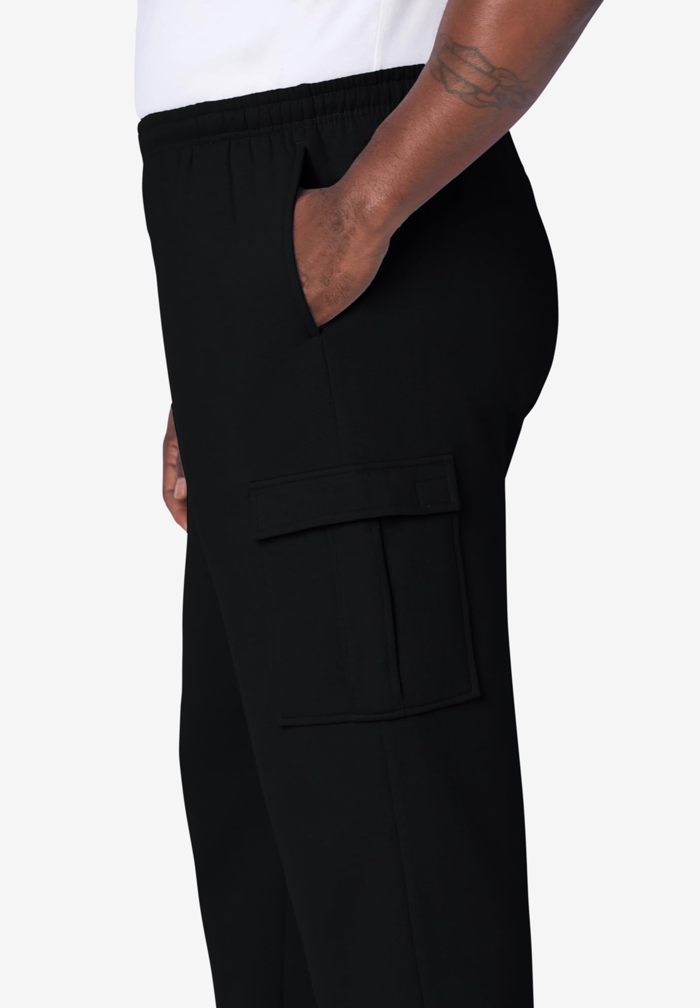 KingSize Men's Big & Tall Fleece Cargo Sweatpants - Comfortable Winter Joggers with Pockets for Lounge, Workout & Outdoor Activities