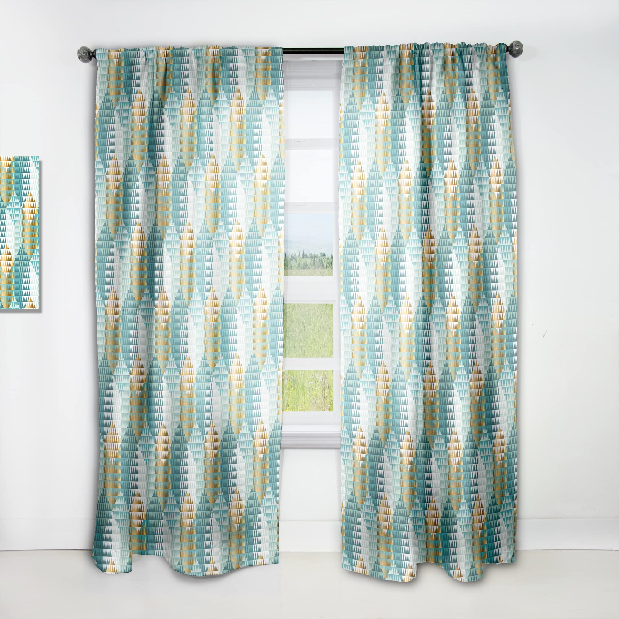 DesignQ Retro Hexagon Pattern IV Thermal Insulated Curtains - Single Panel 52x90 Inches - Blackout Drapes for Bedroom & Living Room - Perfect for Home Decor, Privacy & Energy Efficiency