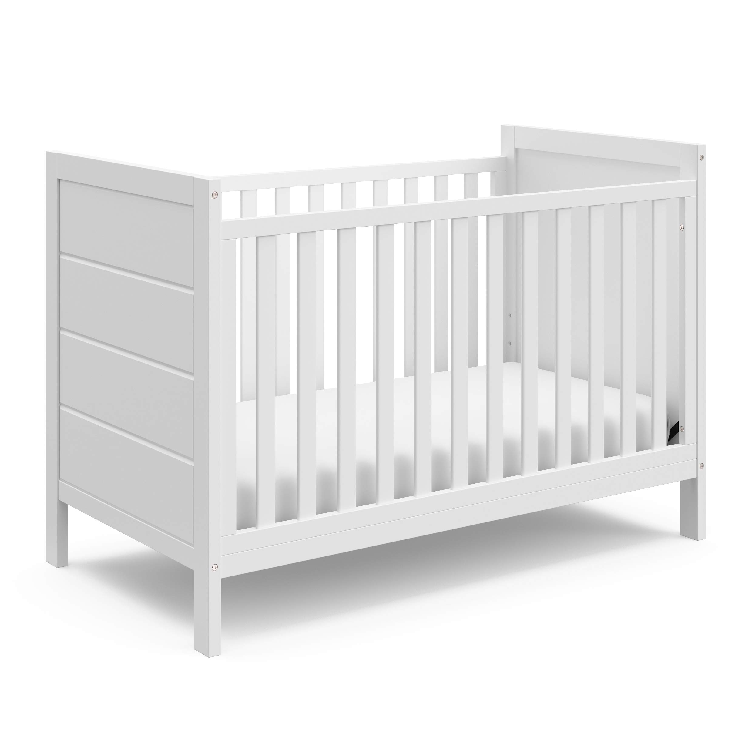 Storkcraft Nestling 3-in-1 Convertible Crib (White) - Convertible Baby Crib to Toddler Bed & Daybed, Adjustable Mattress Support with 3 Height Positions, Transitional Style Wooden Crib for Nursery - Perfect for Newborns, Infants and Growing Toddlers