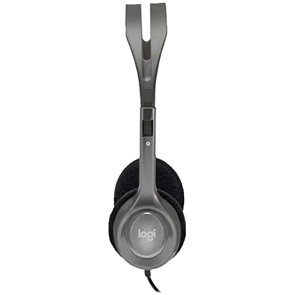 Logitech H110 Stereo Gaming Headset with Noise-Canceling Mic - Comfortable Over-Ear Headphones for PC, Laptop, Mobile Gaming & Online Classes (Black) - Perfect for Work, Study & Entertainment