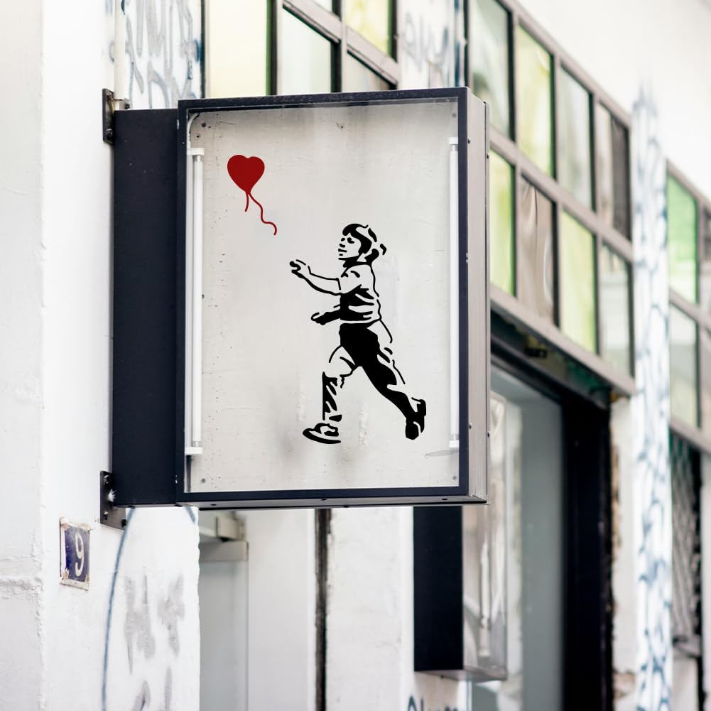 INFUNLY 9-Piece Banksy Themed Art Stencil Kit - Reusable Street Graffiti Templates for Wall, Tile, Canvas & Furniture Painting (11.6x8.2