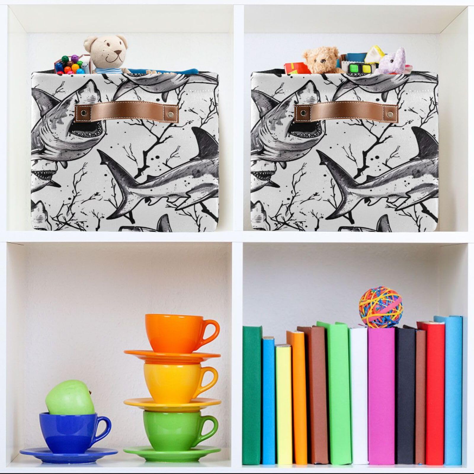 Foldable Canvas Storage Baskets with Handles - 2 Pack Rectangle Fabric Organizer Boxes for Clothes, Home & Office Organization | Perfect for Closet Shelves, Bedroom Decor & Kids Toy Storage