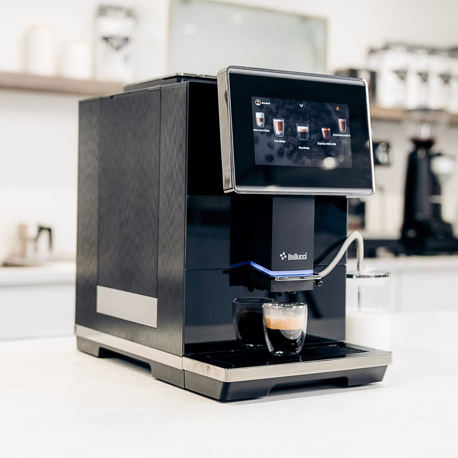 Bellucci Bistro Automatic Coffee Machine - 12 Cup Programmable Coffee Maker with Timer, Stainless Steel & Black Finish for Home, Office & Kitchen Use