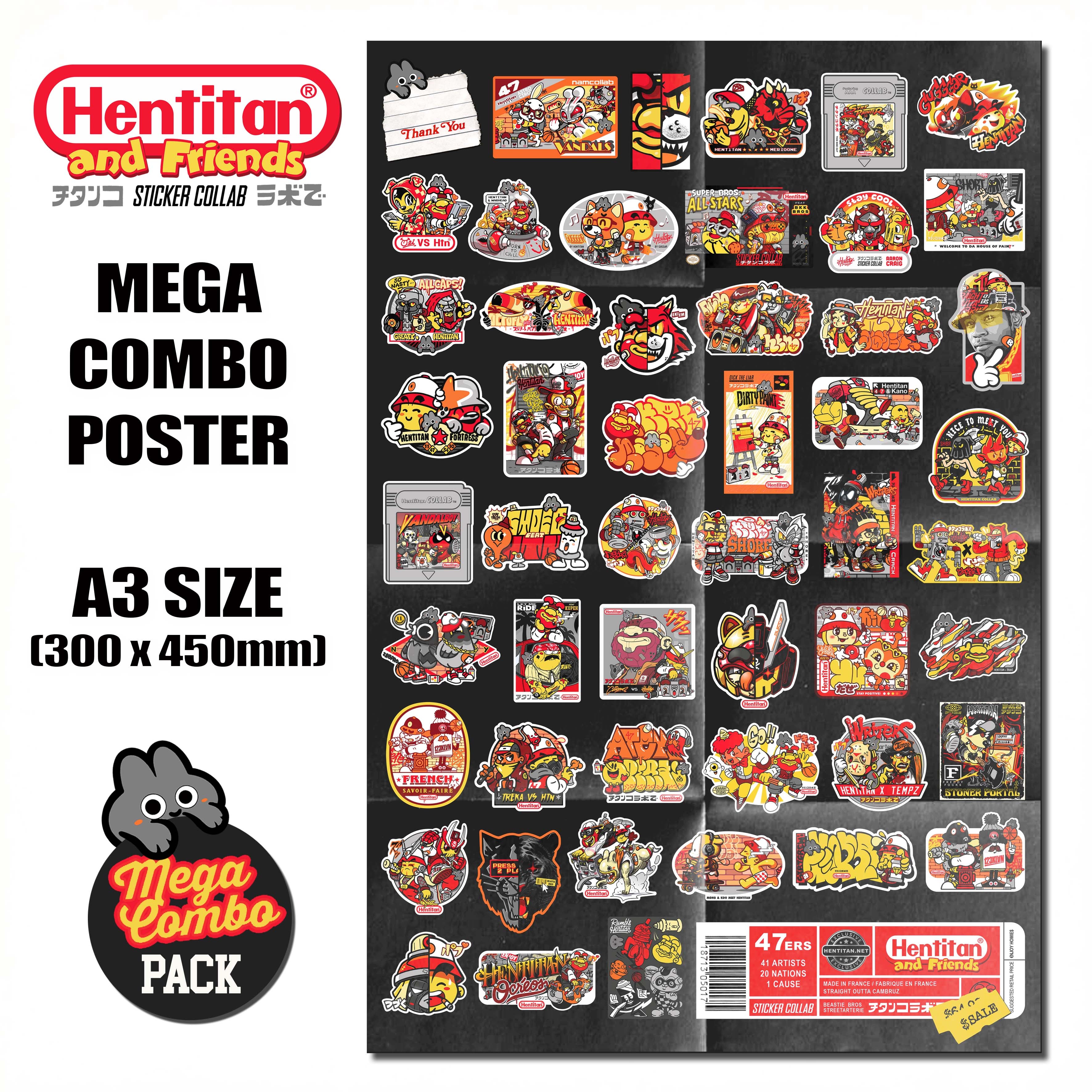 Hentitan and Friends Mega Combo Sticker Pack - 500+ Unique Vinyl Decals for Laptops, Water Bottles & DIY Crafts - Perfect for Scrapbooking, Journaling & Personalizing Gifts
