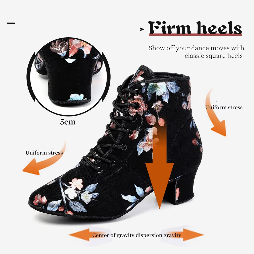 Best Women's Latin Dance Shoes for Salsa & Ballroom - AOQUNFS Lace-Up Practice Shoes (Model GB-YH) - Perfect for Dance Classes, Performances & Social Dancing