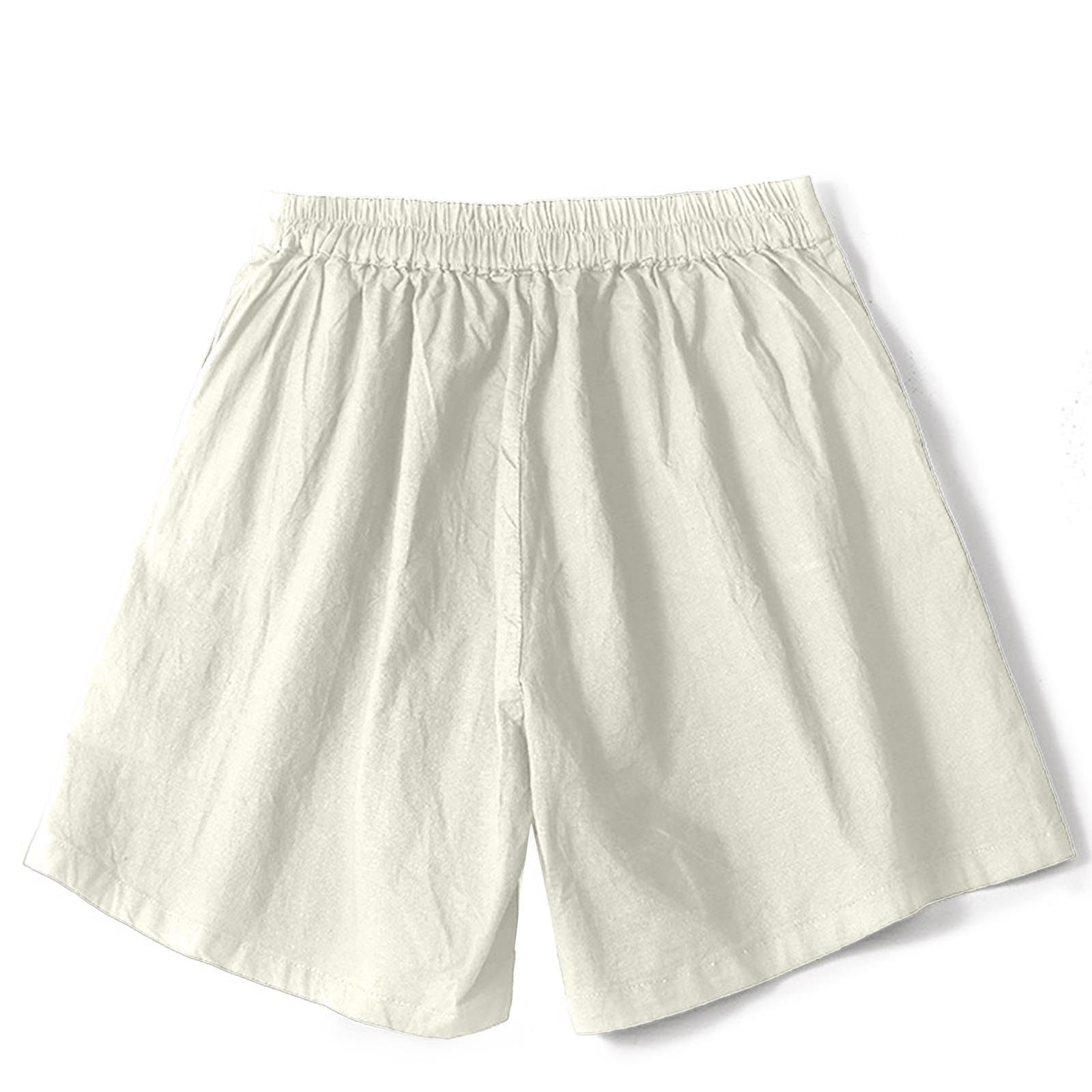 Women's Cotton Linen Shorts - Mid-Rise Drawstring Summer Shorts for Casual Outings