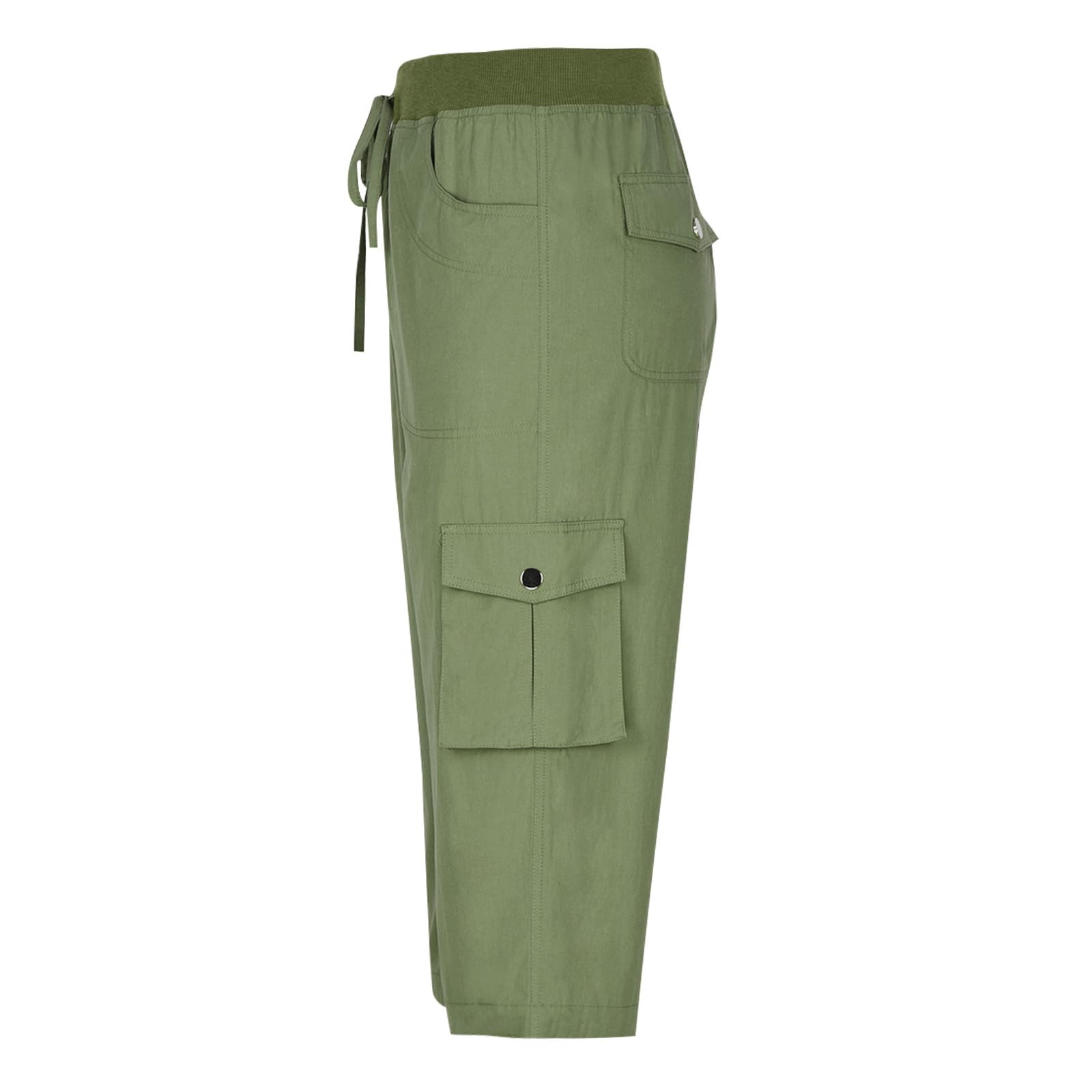 Women's Cargo Capri Pants - Summer Outdoor Beach Hiking Cropped Pants with Elastic Waist & Multiple Pockets | Perfect for Travel, Casual Wear & Outdoor Activities