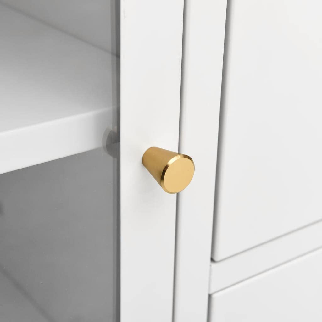 FAMIROSA Modern White Steel Sideboard Cabinet with 3 Drawers & Adjustable Shelf - 29.5