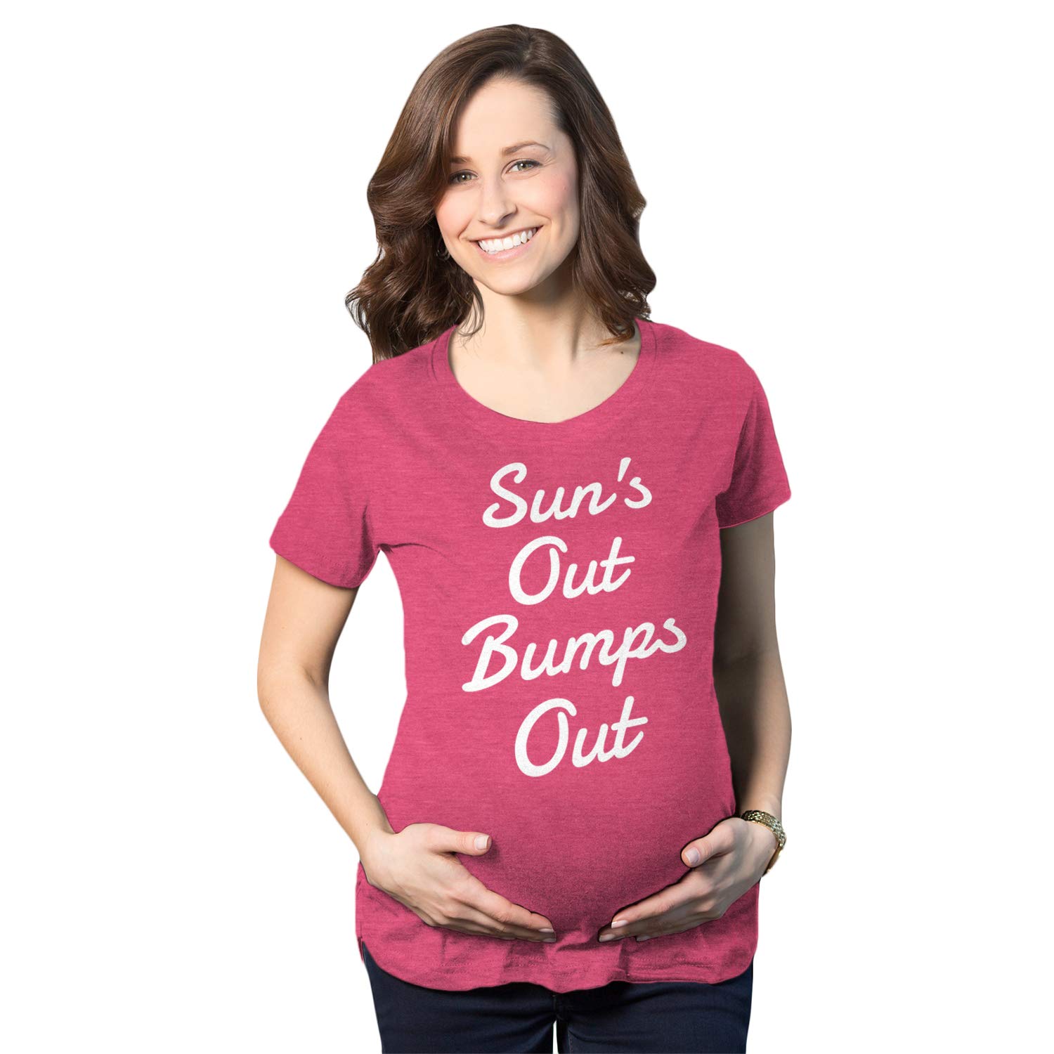 Funny Maternity T-Shirt - Suns Out Bumps Out Pregnancy Tee for Summer | Cute & Comfortable Maternity Top for Beach, Pool & Outdoor Activities