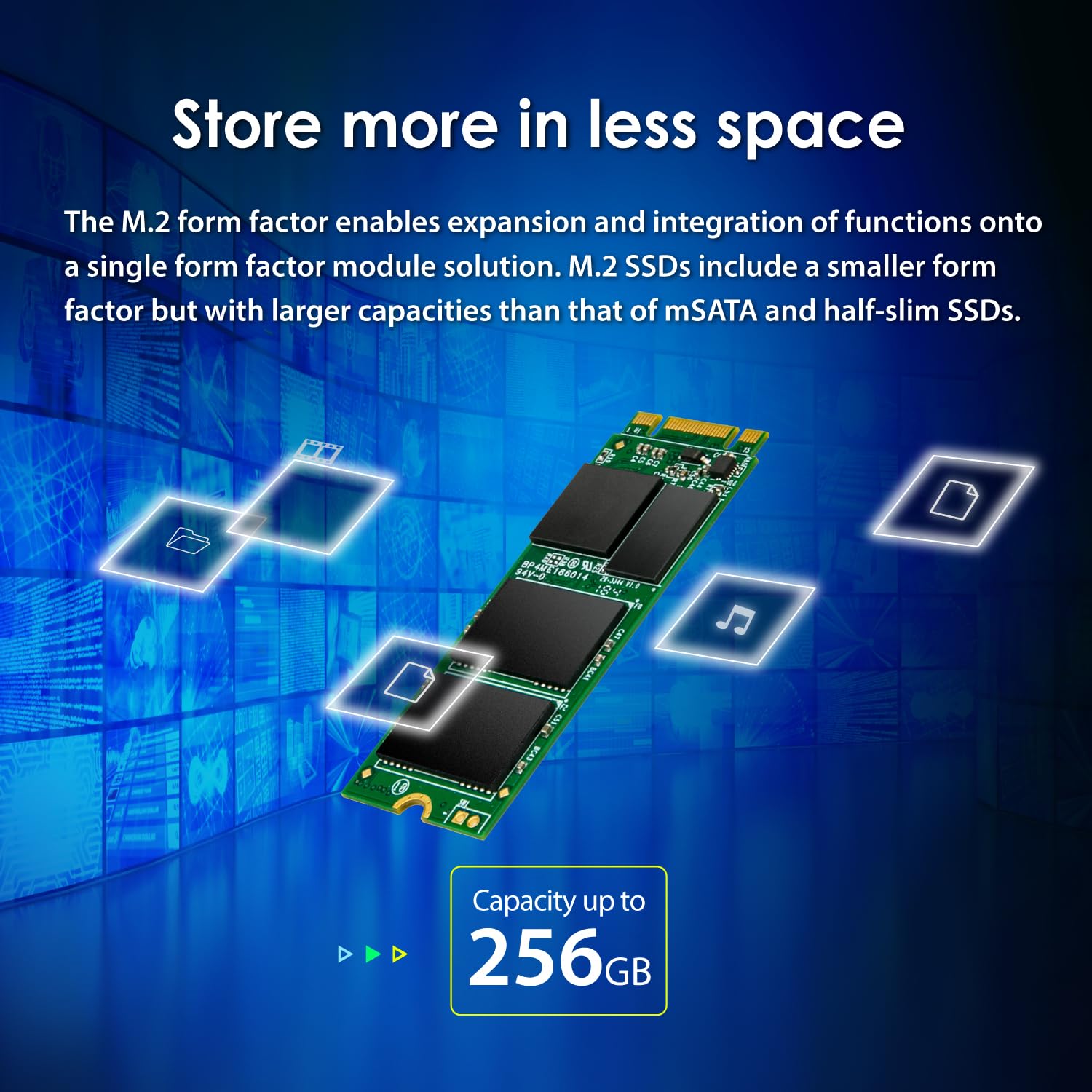 Transcend 256GB MTS600S M.2 2260 SATA III SSD - Internal Solid State Drive for Laptop & PC Desktop - MLC NAND Flash - TS256GMTS600S - Perfect for Gaming, Business Computing & System Upgrades