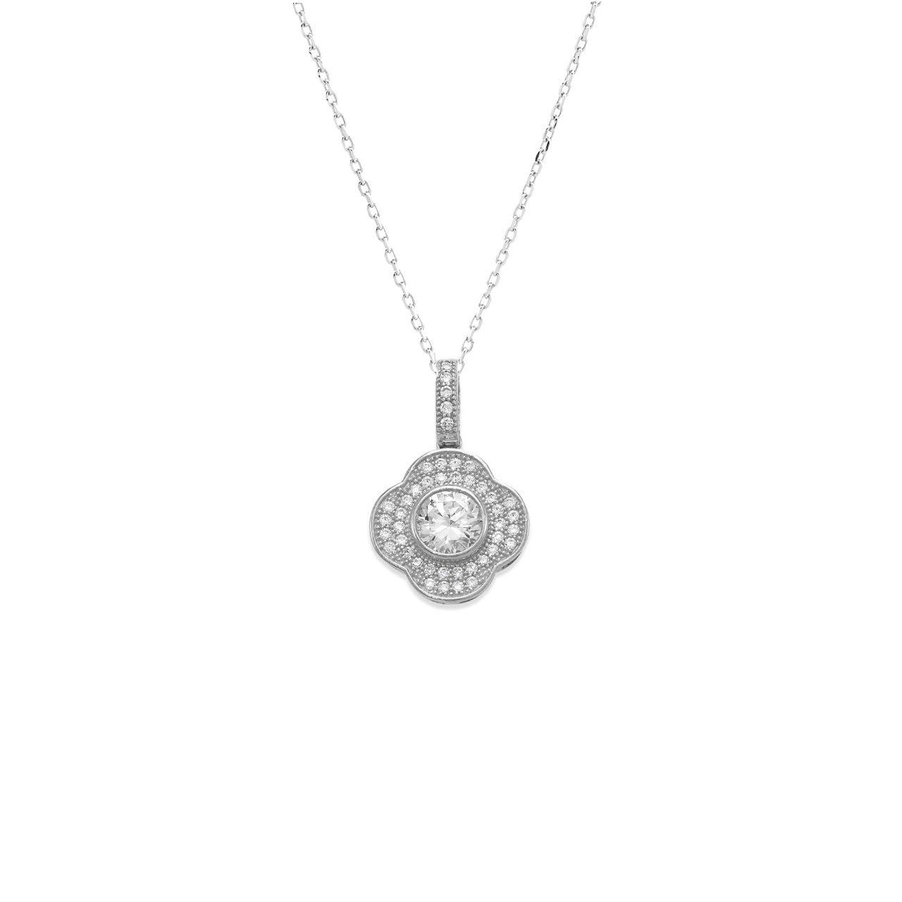 TOUSIATTAR Elegant Flower CZ Pendant Necklace in 14k Gold - White & Yellow Options, Perfect Jewelry Gift for Women & Girls | Ideal for Weddings, Anniversaries & Special Occasions