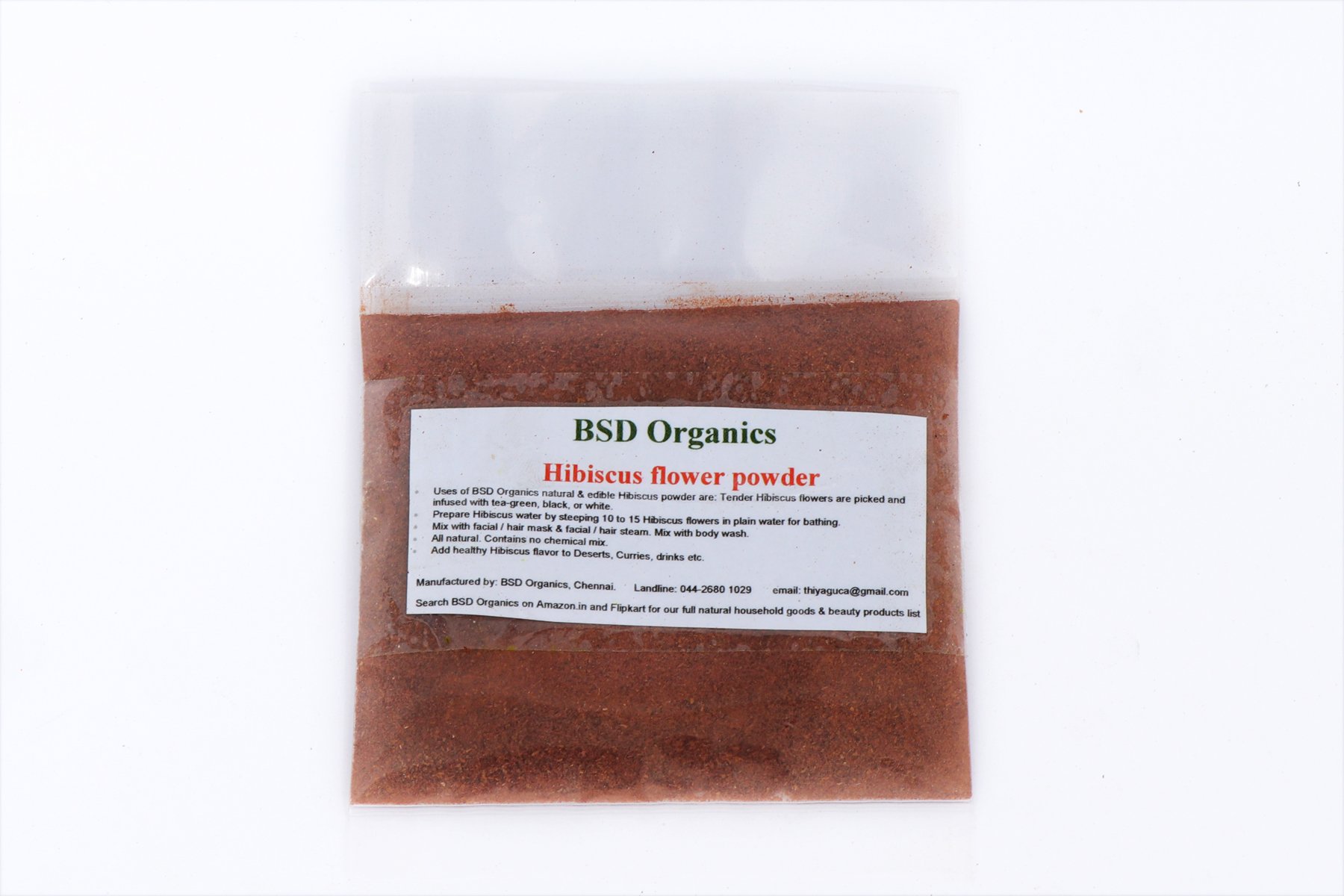 BSD Organics Hibiscus Flower Powder for Face, Skin & Hair Care - 30g | Natural Beauty Treatment for Glowing Skin, Healthy Hair & DIY Cosmetics