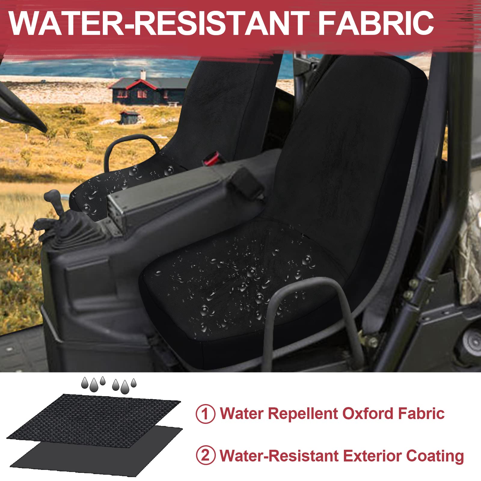 StarknightMT UTV Waterproof Rhino Seat Covers - Heavy Duty 1680D Fabric Black - Compatible with Yamaha Rhino 700/660/450 Models (2004-2021) - Perfect for Off-Roading, Hunting & Outdoor Adventures