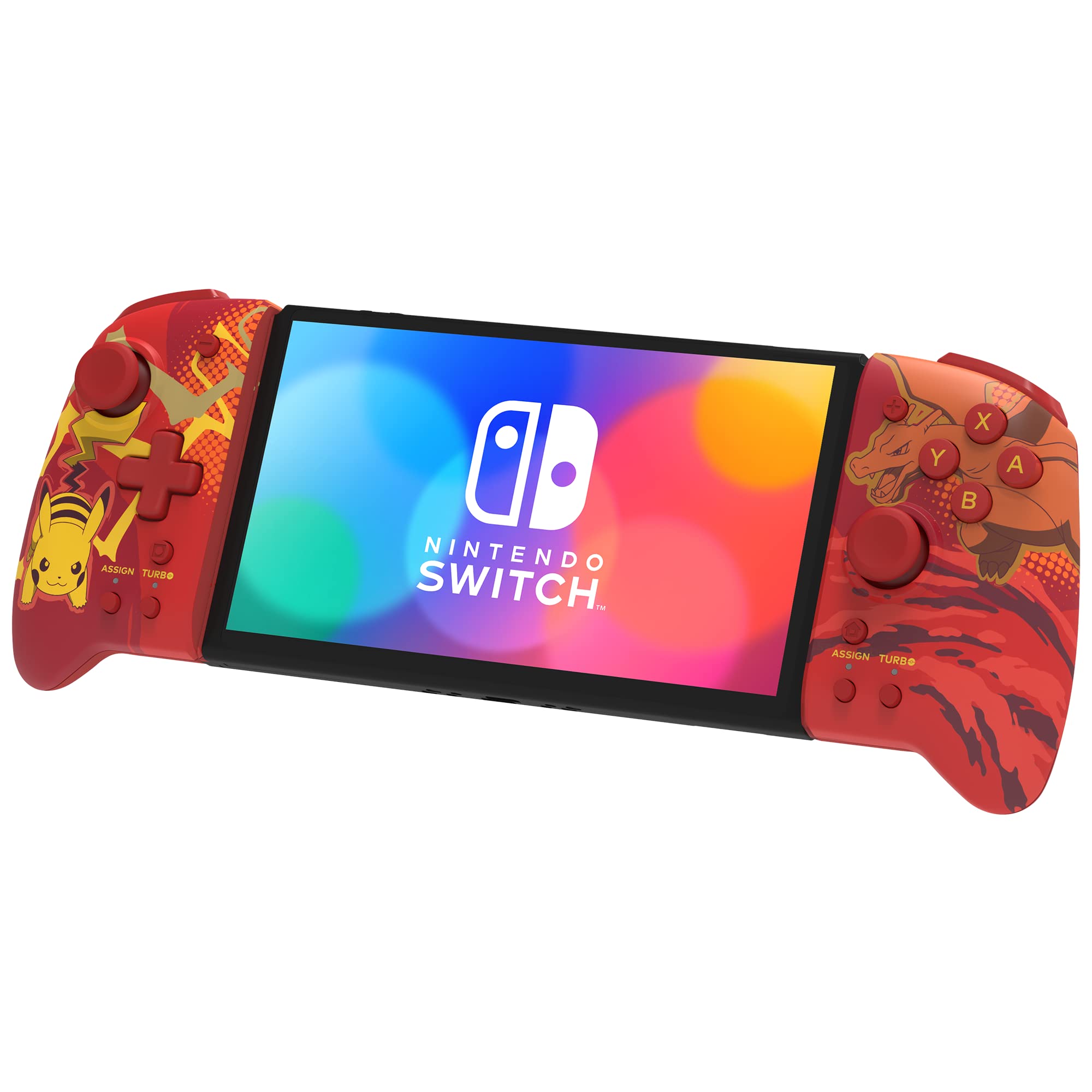 HORI Nintendo Switch Split Pad Pro (Pikachu & Charizard) - Ergonomic Handheld Controller for Switch Lite & OLED - Officially Licensed by Nintendo & Pokémon - Perfect for Gaming on the Go & Long Play Sessions