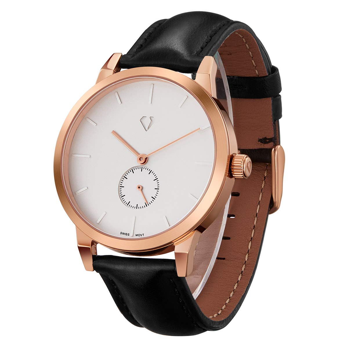Premium Swiss Quartz Men's Watch with Sapphire Crystal & Stainless Steel Case - Luxury Leather Strap Dress Watch for Business, Formal Occasions & Everyday Wear
