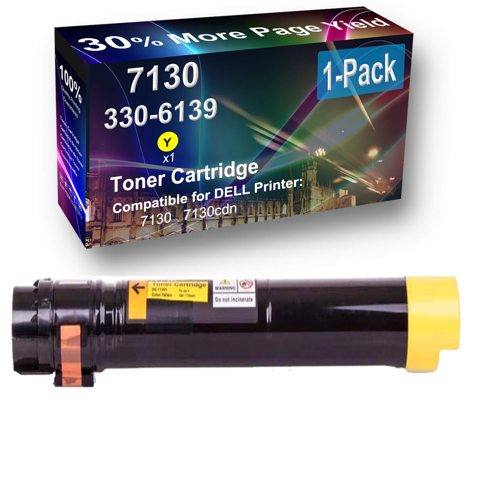 High Yield 330-6139 FRPPK Compatible Laser Toner Cartridge (1-Pack, Yellow) for Dell 7130 & 7130cdn Printers - Perfect for Office & Home Printing Needs