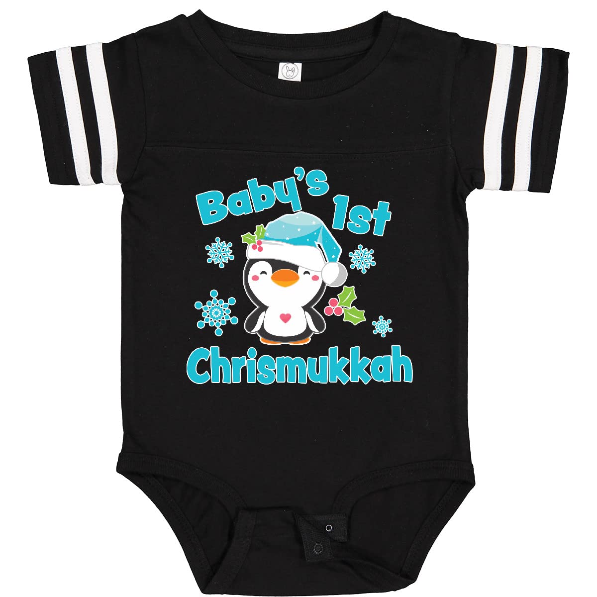 Inktastic Baby's 1st Chrismukkah Cute Penguin Bodysuit - Soft Cotton Baby Onesie for Holiday Celebrations & Family Photos