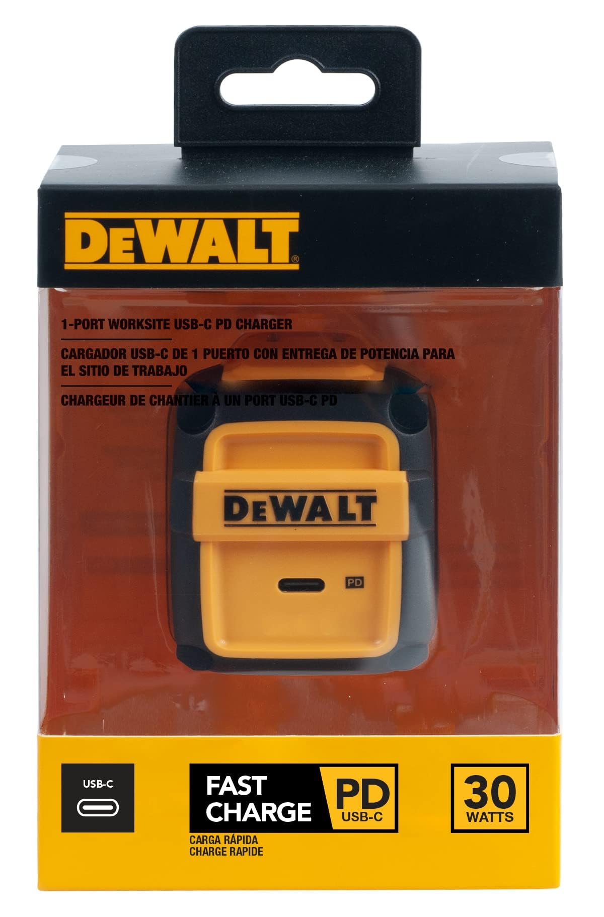 DEWALT 30W PD USB Wall Charger - Fast USB-C Charger with Foldable Plug | Compatible with iPhone 16/15/14/13/12 Pro Max & iPad Pro | Perfect for Construction Sites, Travel & Home Charging
