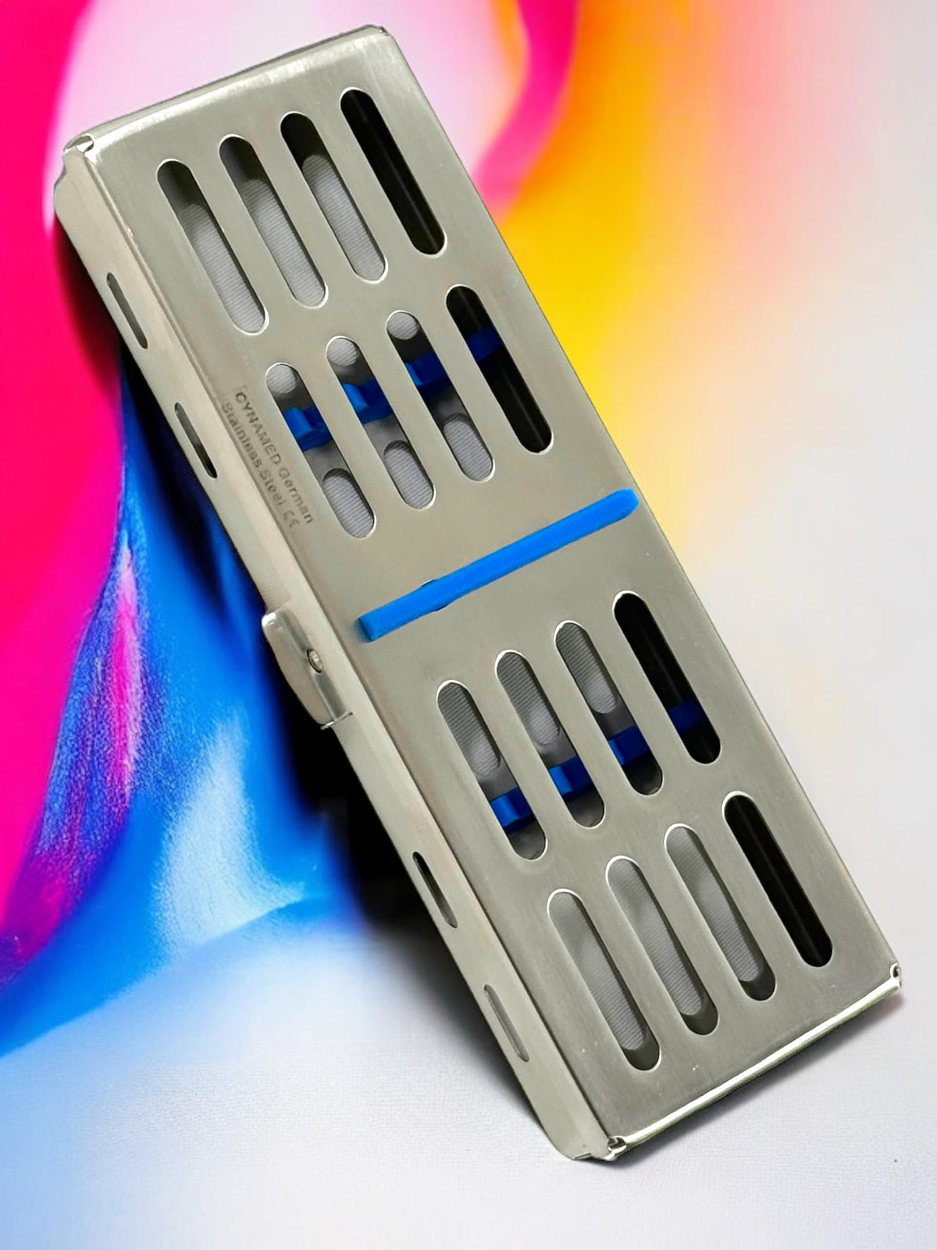 5-Slot Dental Sterilization Cassette for Autoclave - German Stainless Steel Instrument Tray Box (Blue) by Artlab - Perfect for Dental Clinics & Sterilization Centers
