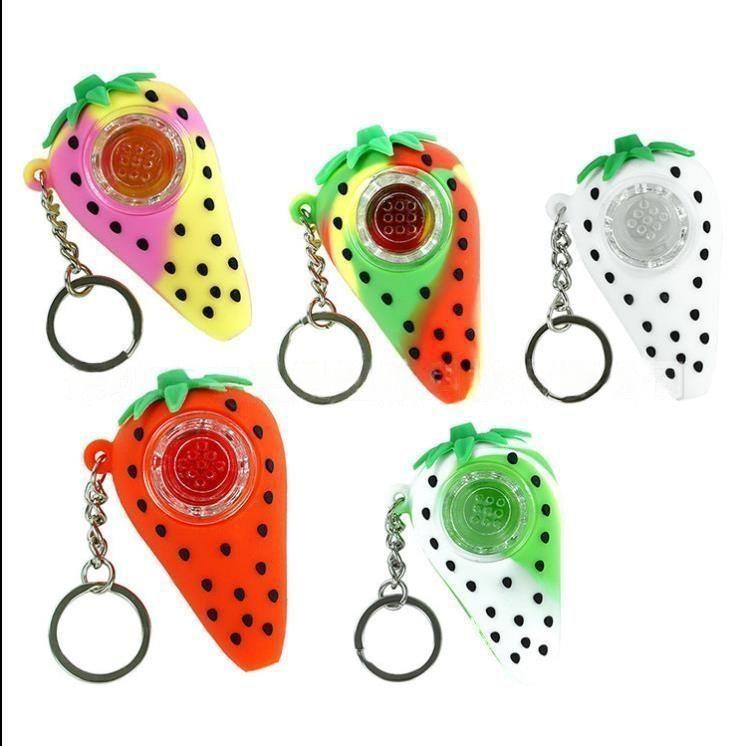 Premium Silicone Smoking Pipe with Metal Strainer | Strawberry Drip Design | Portable Hand Pipe for Dry Herbs | Perfect for Travel, Camping & Outdoor Use