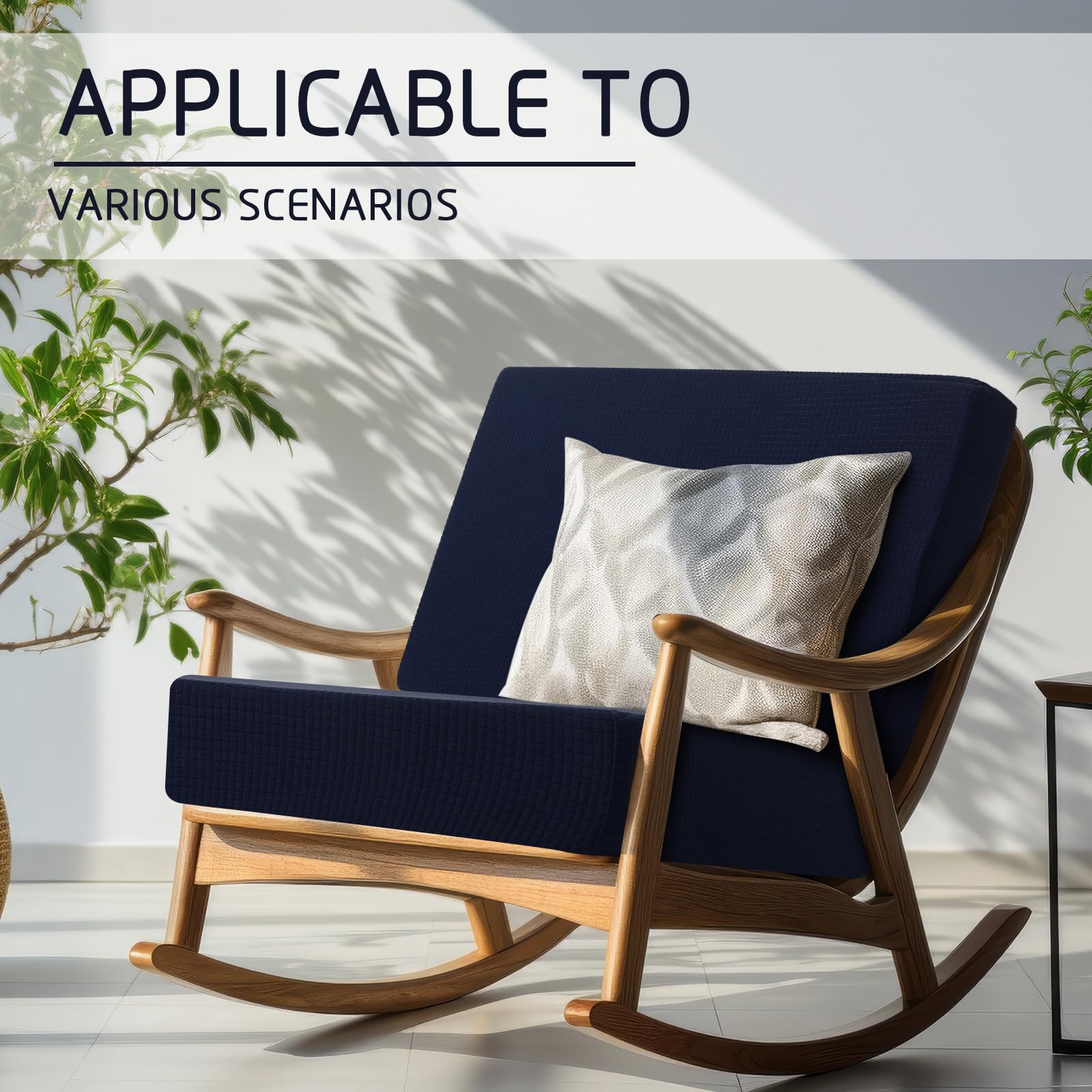 Newwiee 8-Piece Outdoor Cushion Covers Set - Waterproof Stretch Sofa Slipcovers for Patio Furniture (4 Backrest + 4 Seat Covers) - Navy Blue - Durable UV Resistant Replacement Covers for Outdoor Sofa, Chair & Couch Protection - Perfect for Backyard, Deck, Poolside & Garden Use