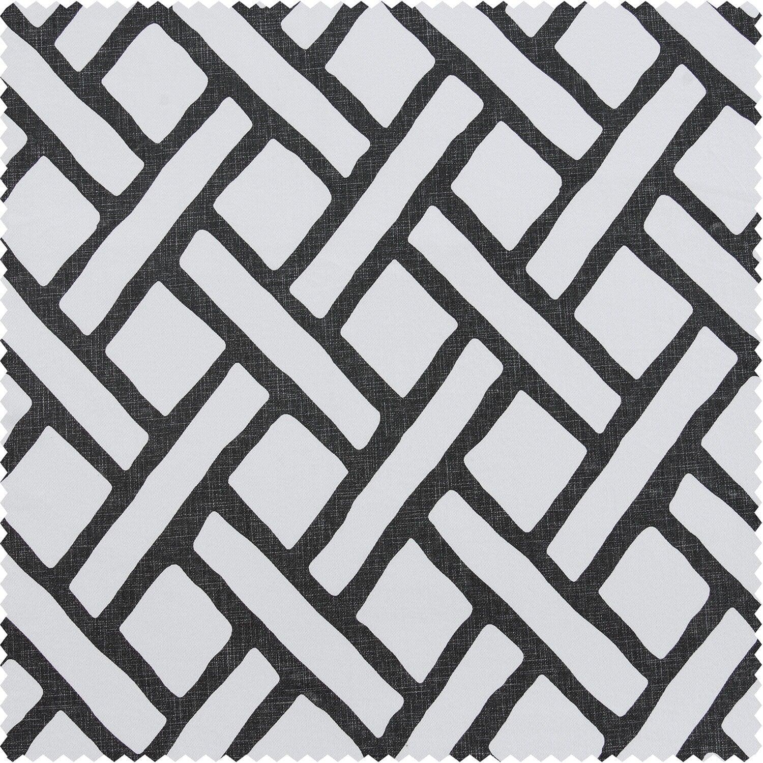 Black Geometric Printed Cotton Fabric Swatch for DIY Upholstery, Quilting & Home Decor - Premium Garden Path Design for Crafts, Sewing & Interior Projects